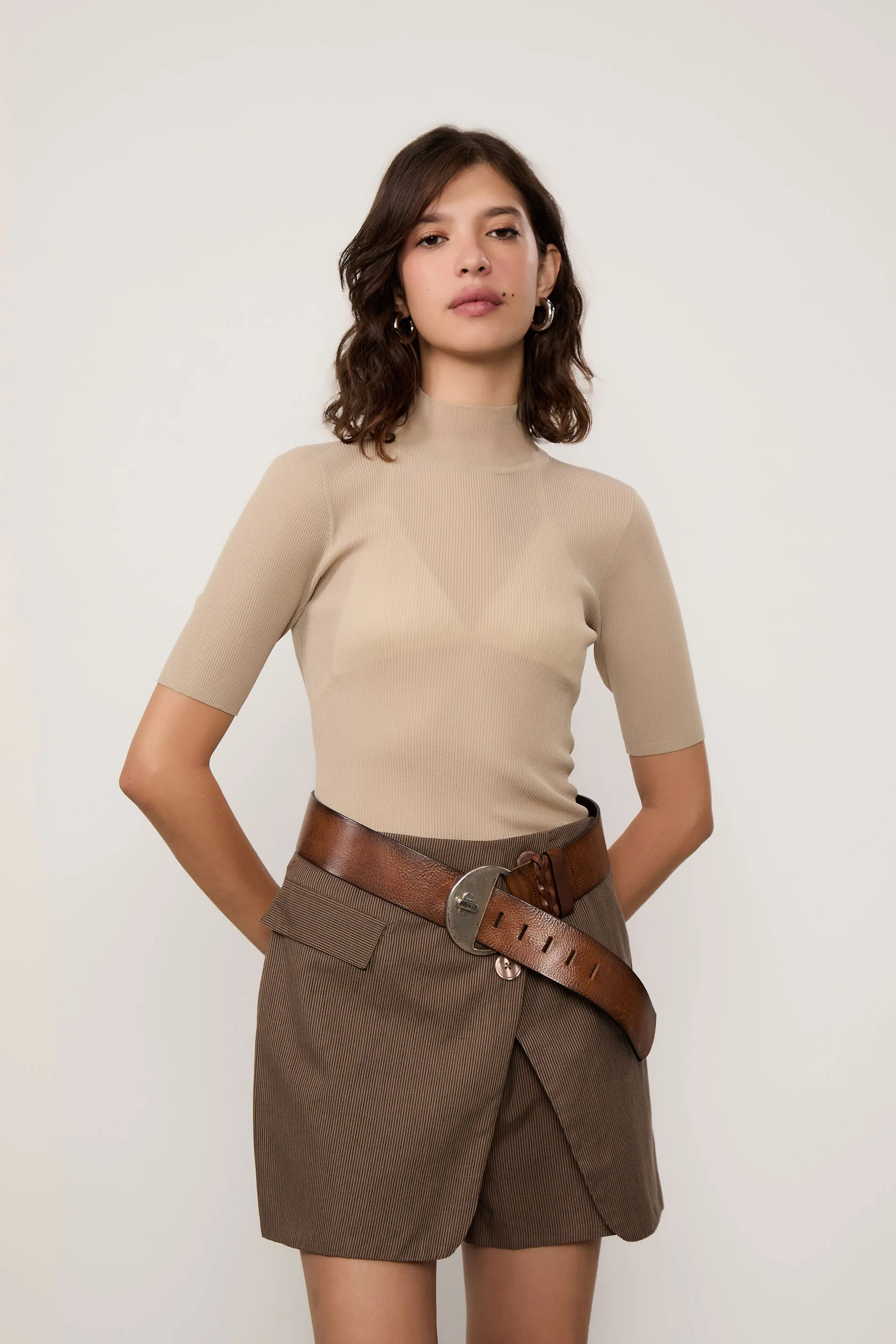 Blusa De Tricot Manga Média Com Transparência — foto 2