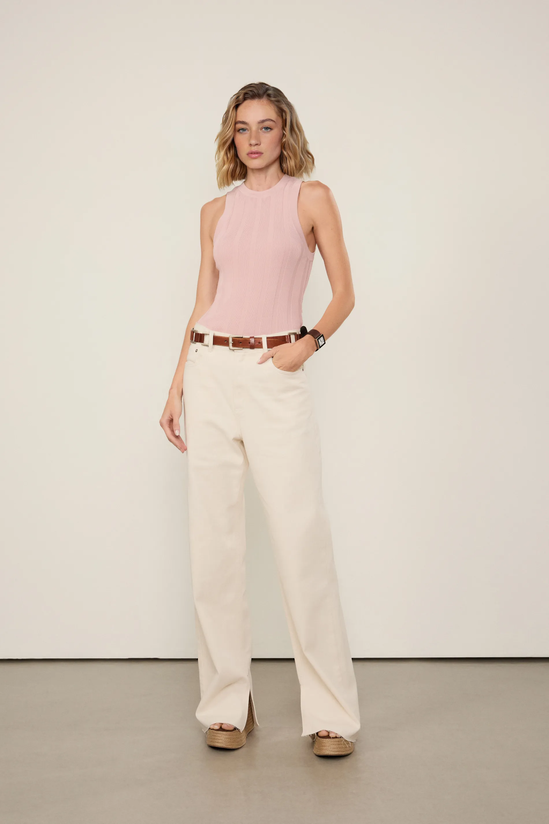 Regata De Tricot Cropped Rib Larga — foto 2