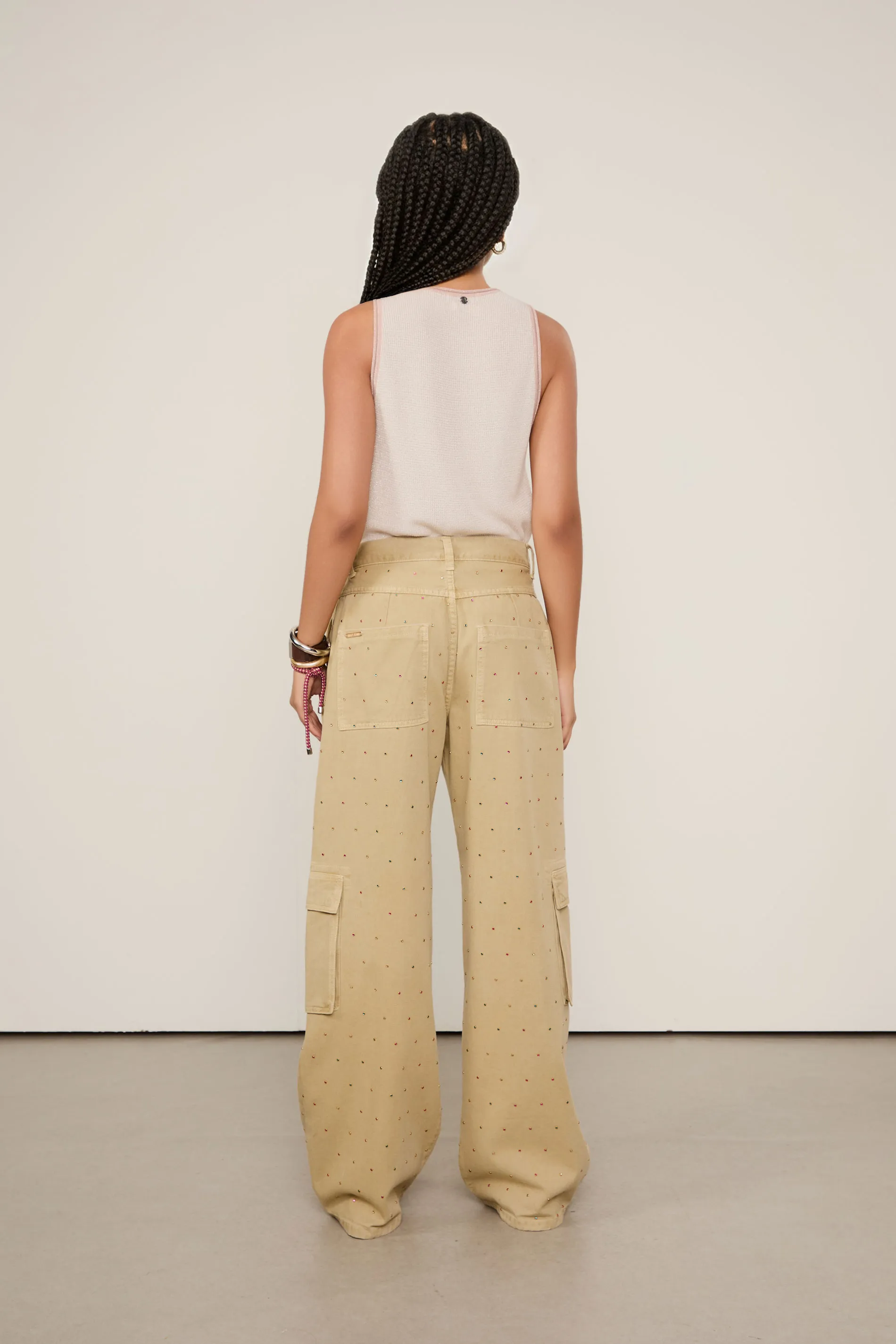 Calça Sarja Wide Leg Strass Color — foto 3