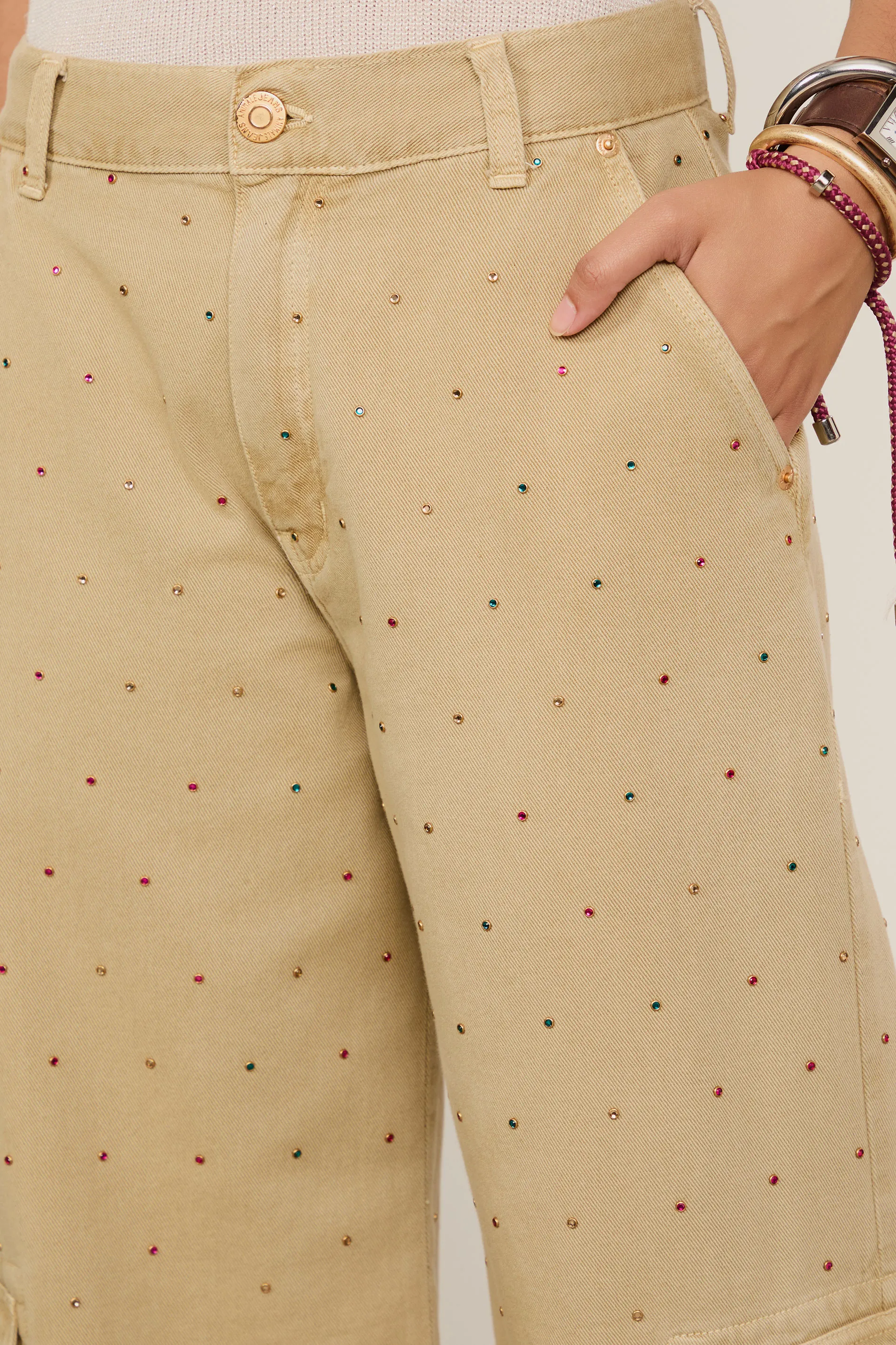 Calça Sarja Wide Leg Strass Color — foto 4