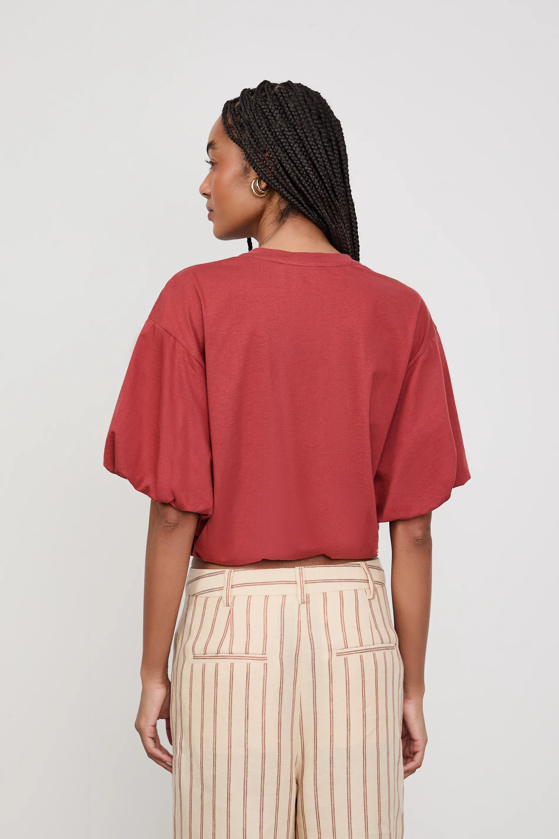 Blusa De Malha Cropped Manga Bufante — foto 3