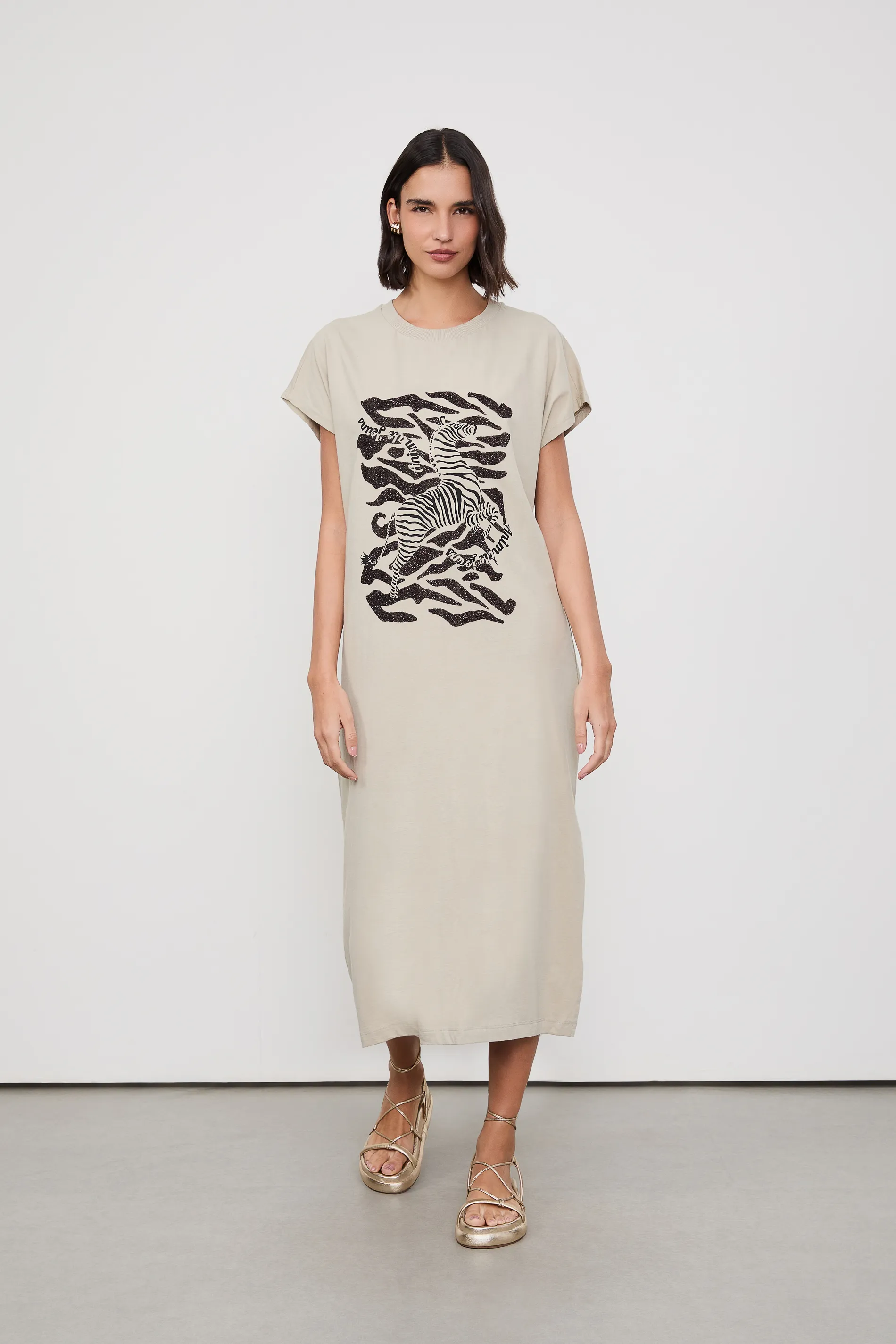 Vestido De Malha Texturizada Midi De Alça