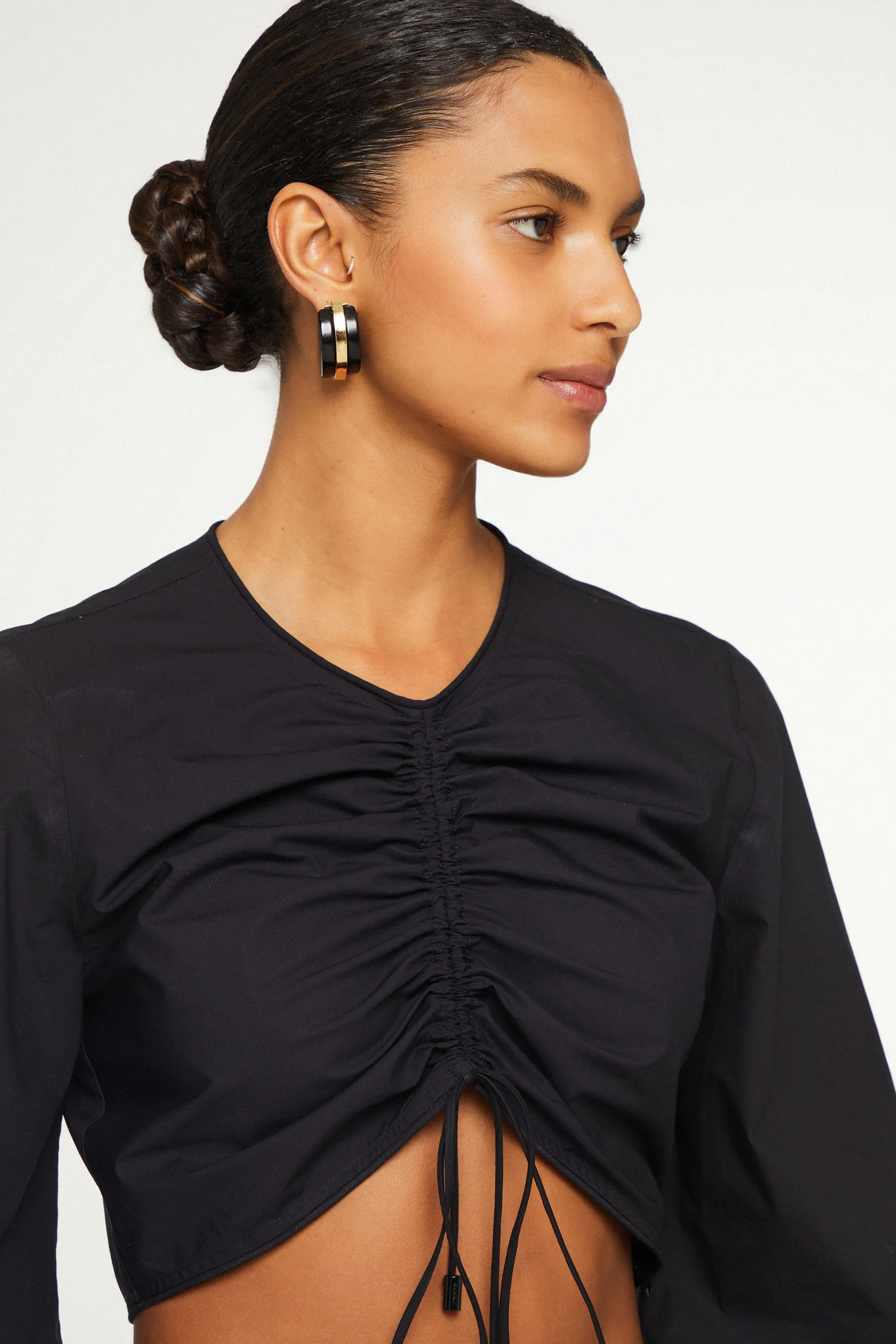 Blusa De Tricoline Cropped Franzida — foto 2