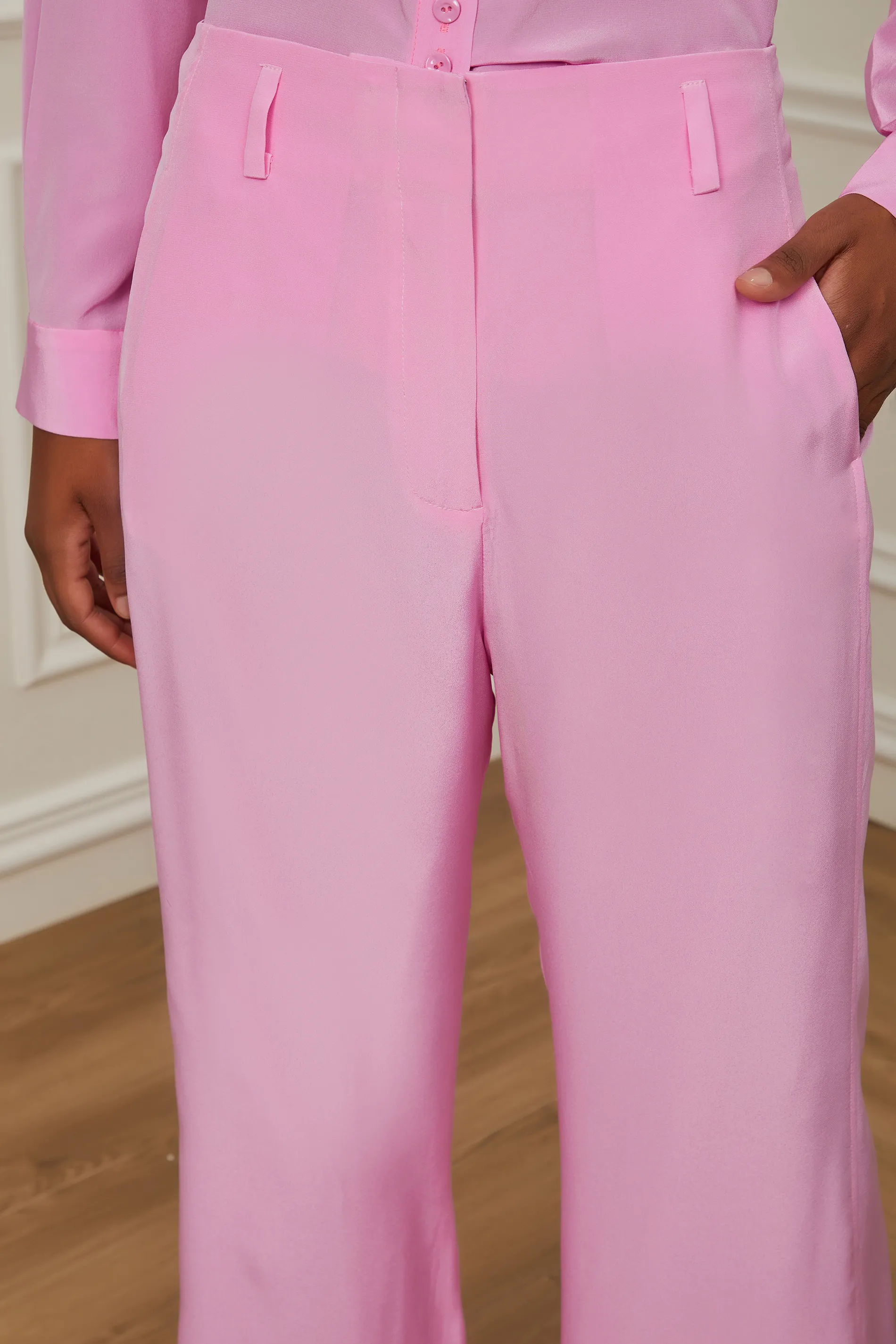 Calça De Seda Com Recorte Rosa Ciclamen — foto 4