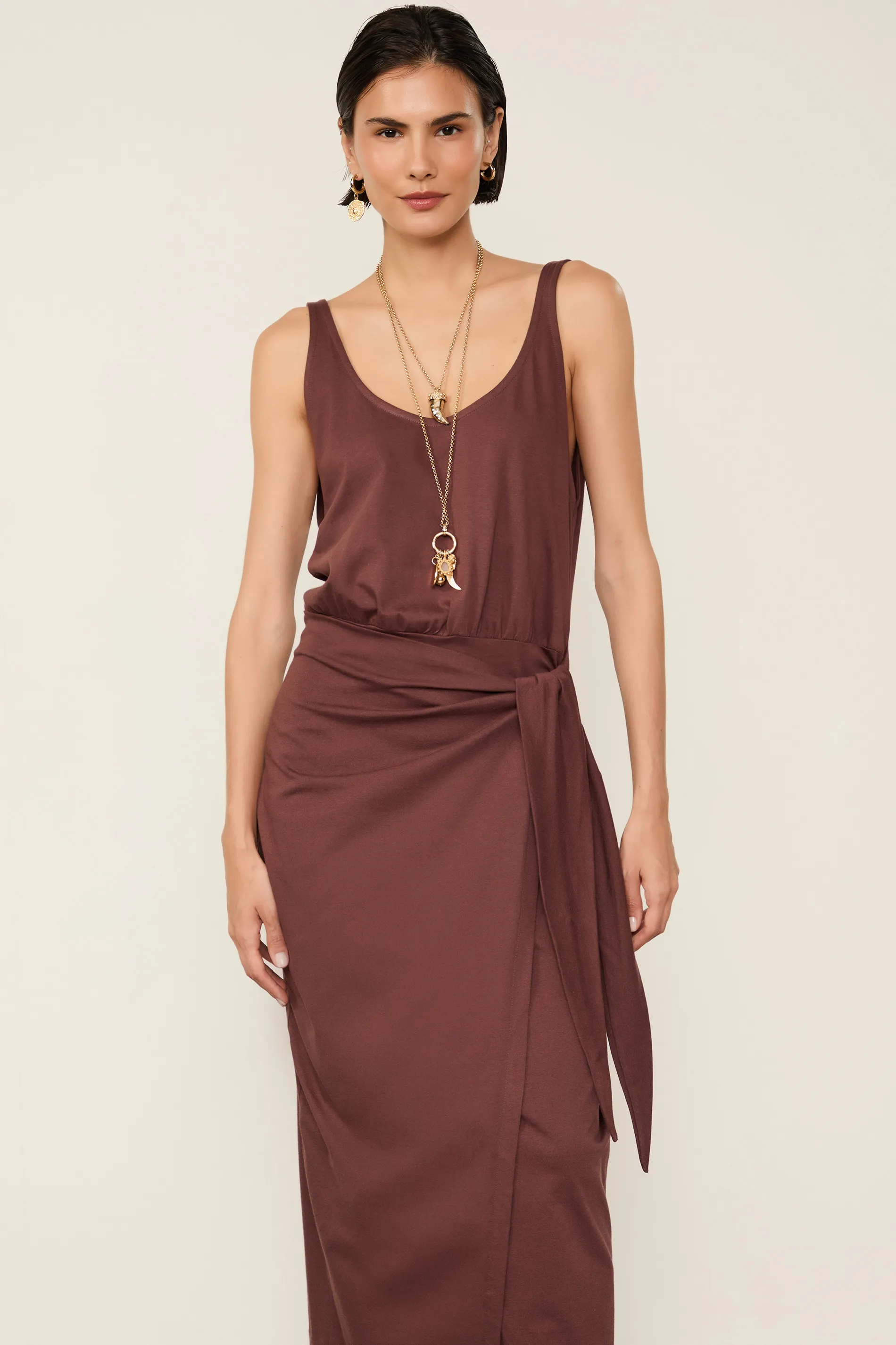 Vestido De Malha Regata Com Amarração Pareô — foto 4
