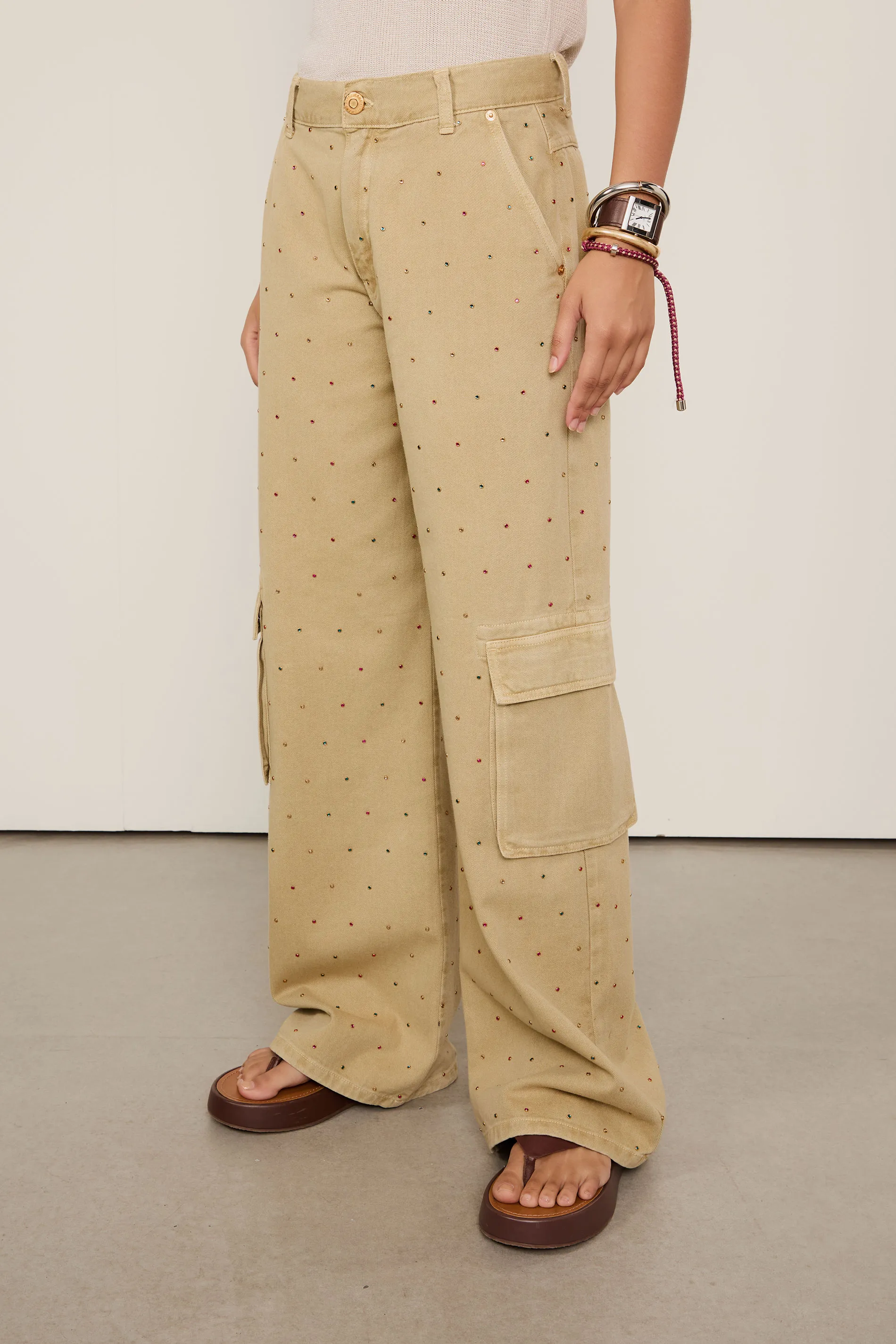 Calça Sarja Wide Leg Strass Color — foto 2