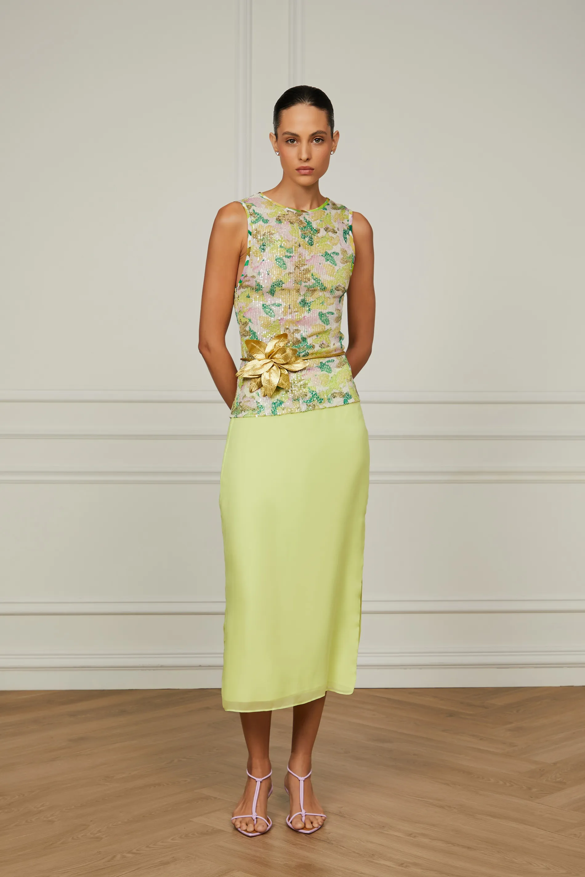 Regata De Paetê Estampa Floral Peggy Branco — foto 2