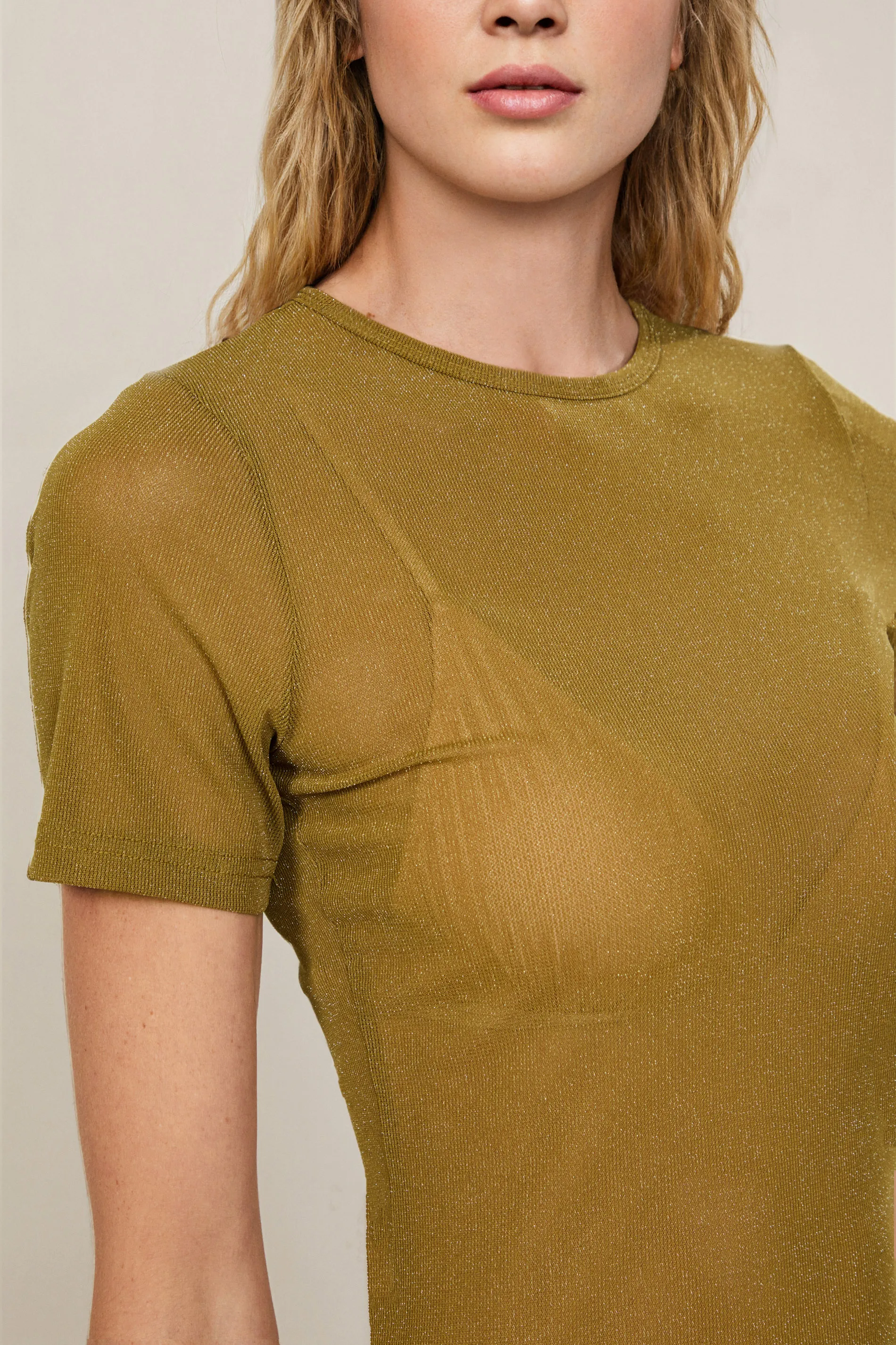 Blusa De Tule Manga Curta Com Brilho — foto 4