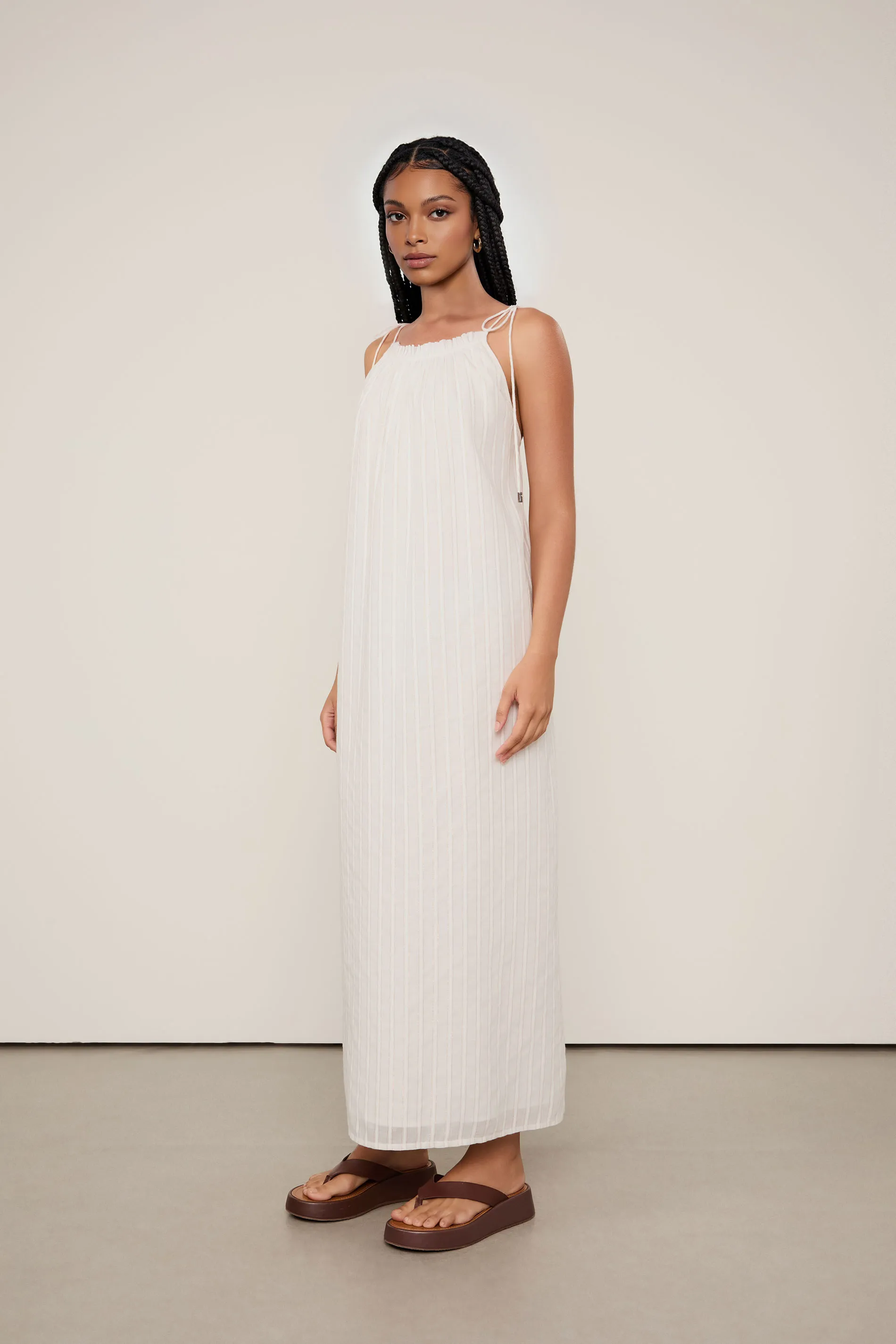 Vestido De Voil Com Lurex Longo