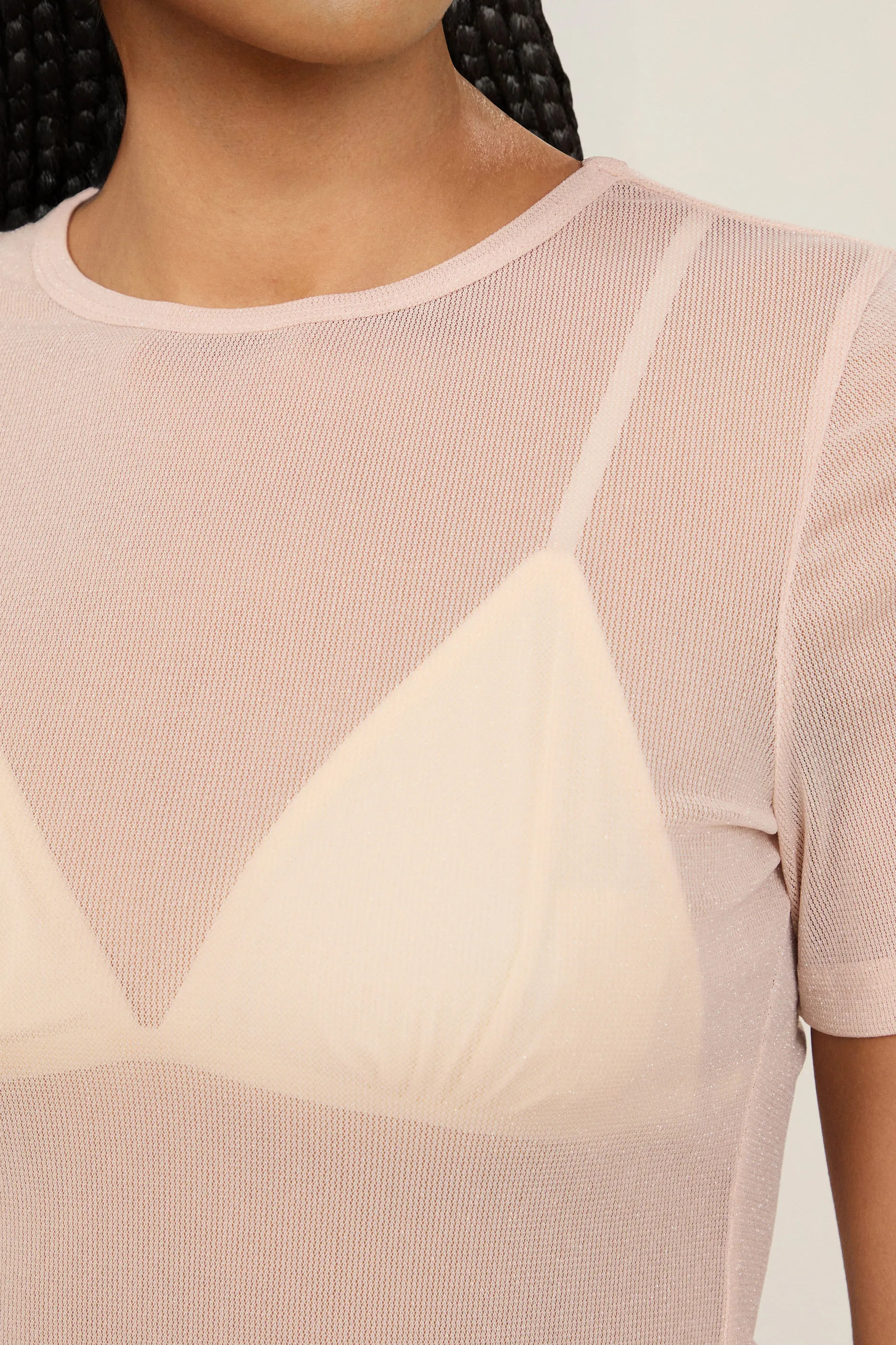 Blusa De Tule Manga Curta Com Brilho — foto 4