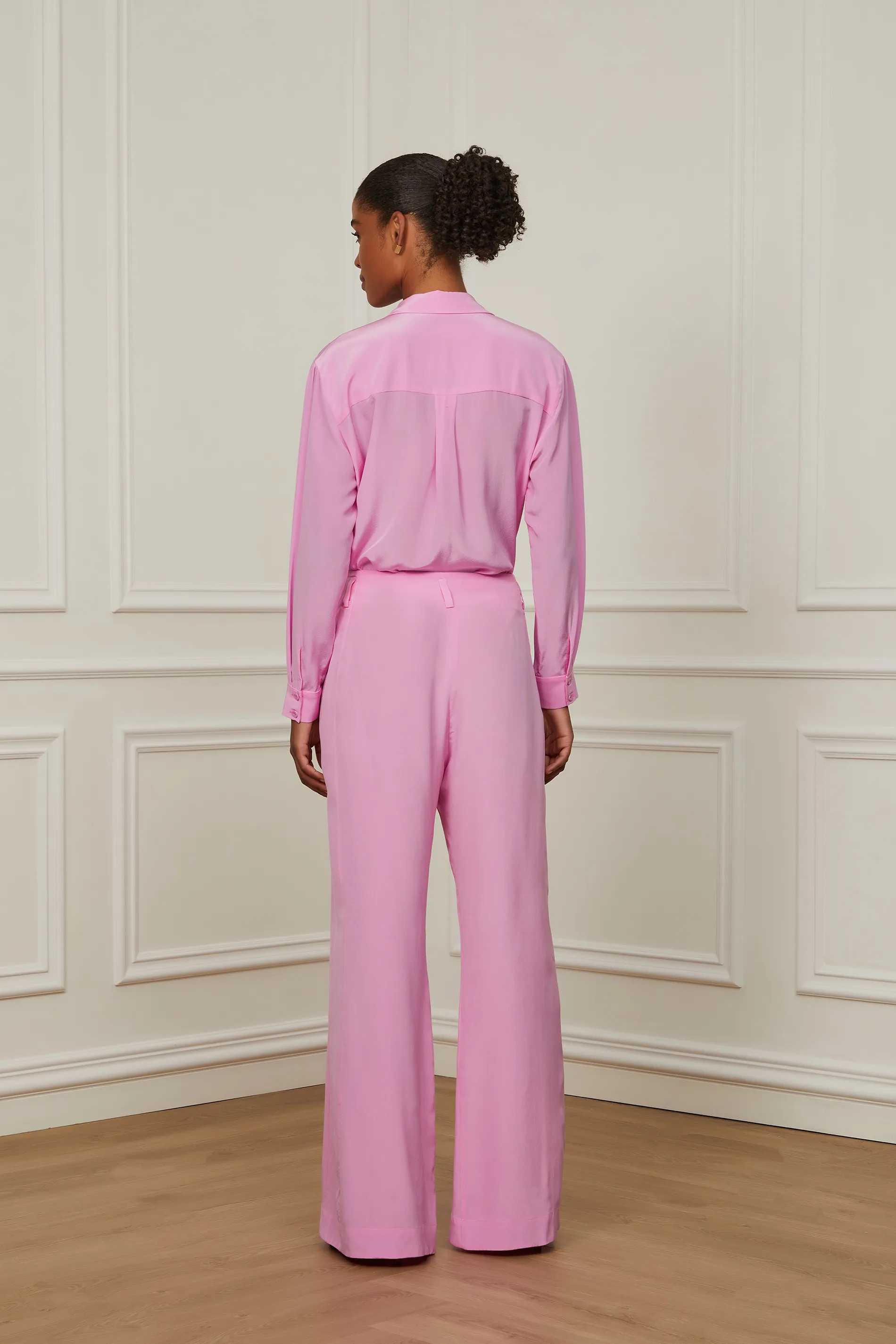 Calça De Seda Com Recorte Rosa Ciclamen — foto 3