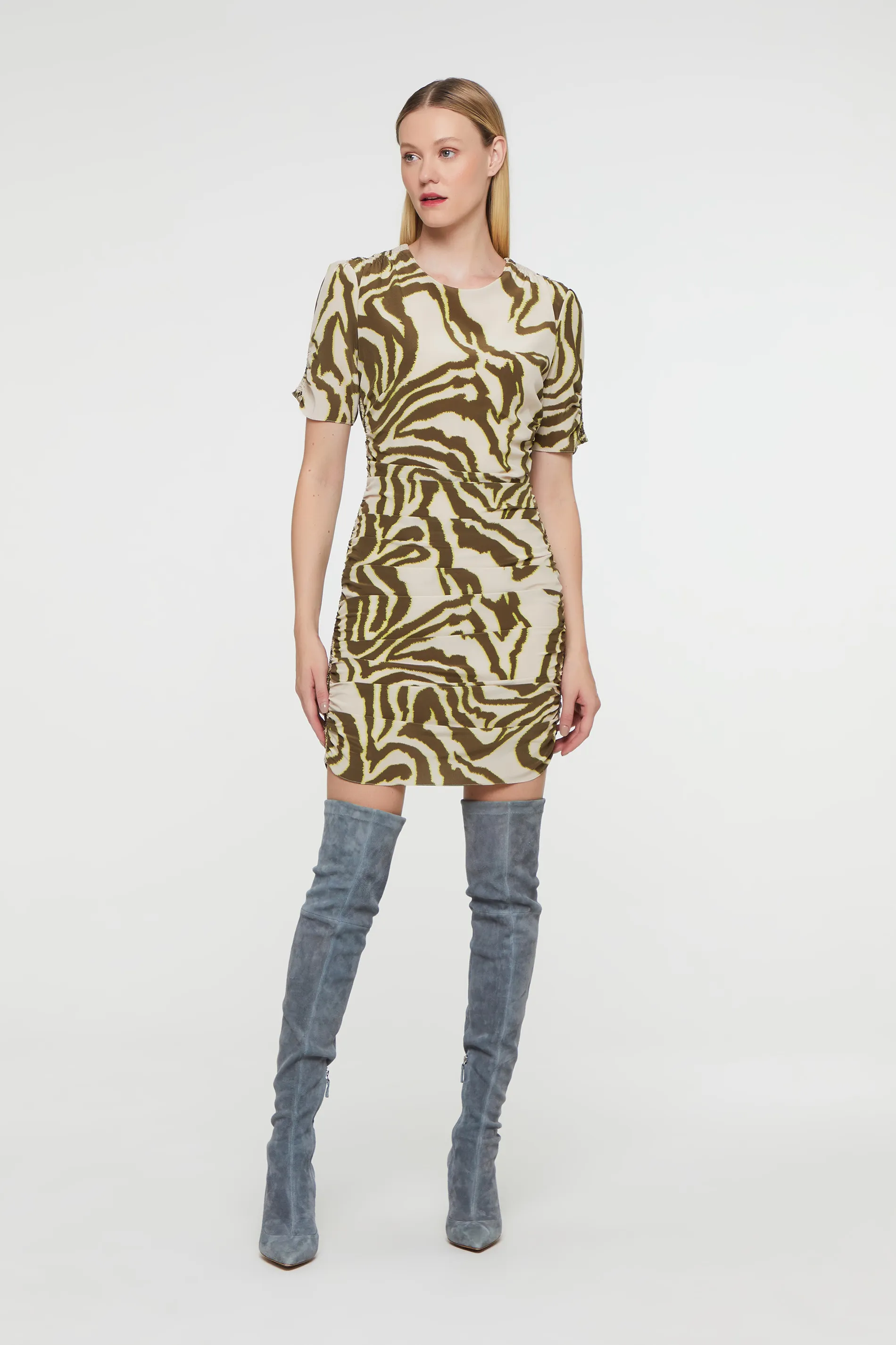 Vestido Mini De Seda Estampado