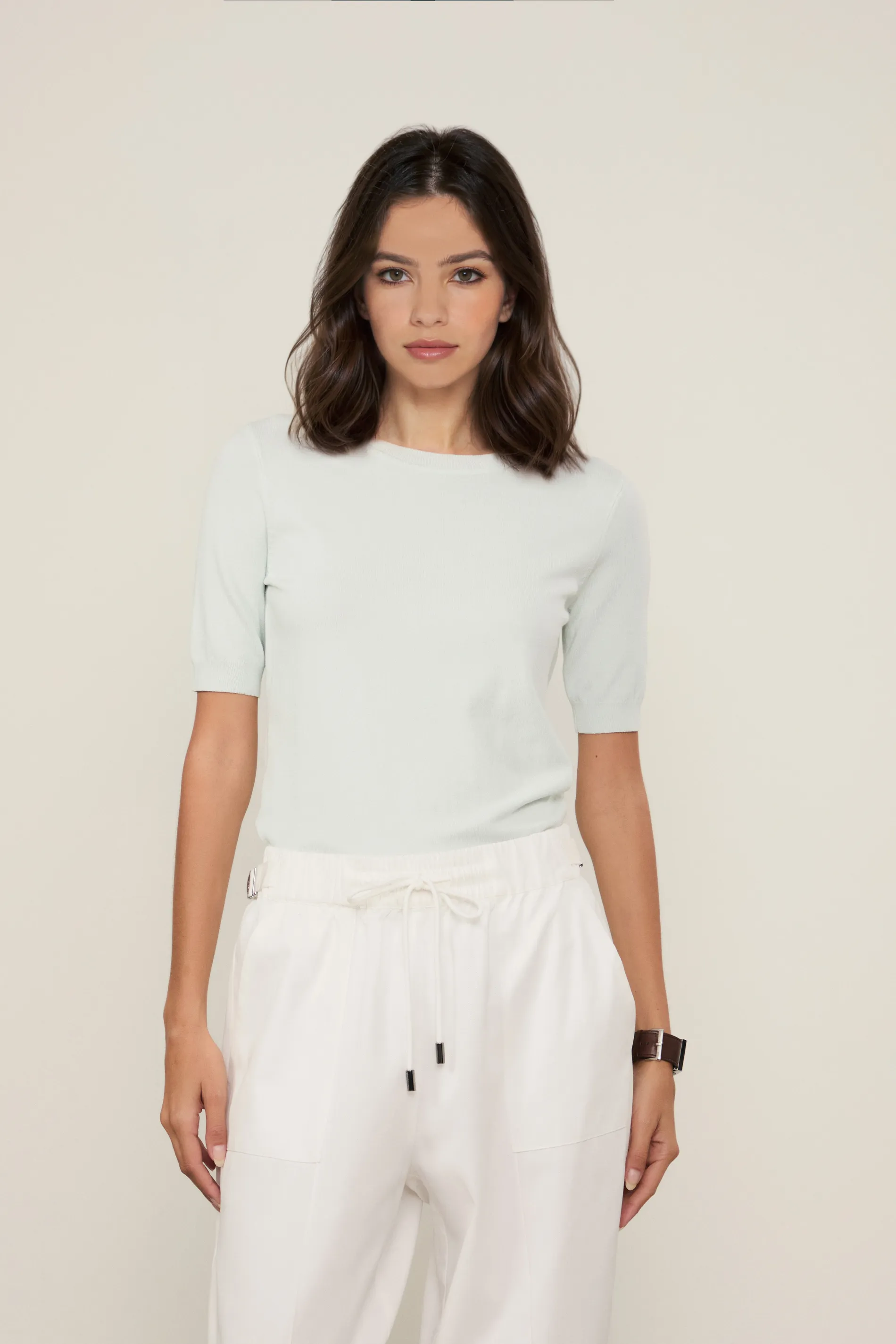 Blusa De Tricot Decote Redondo