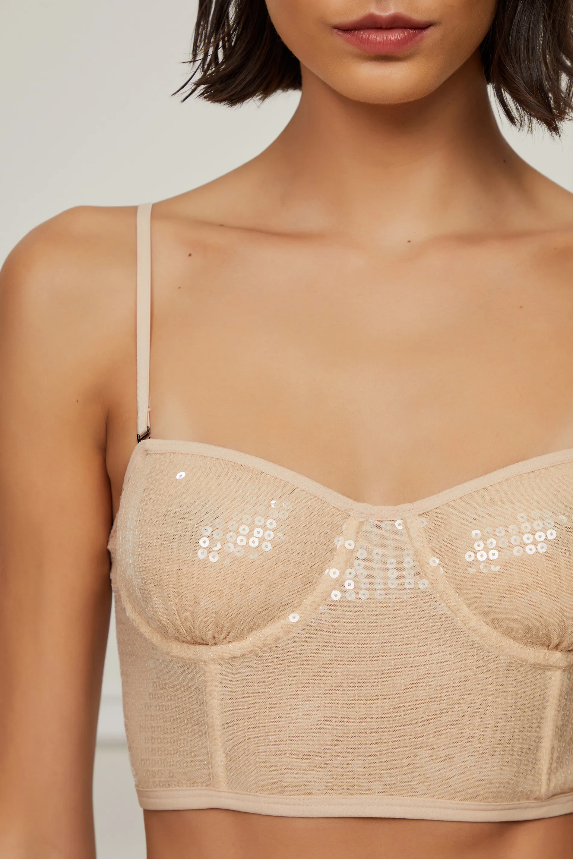 Corset Recortes De Paetê Bege — foto 2