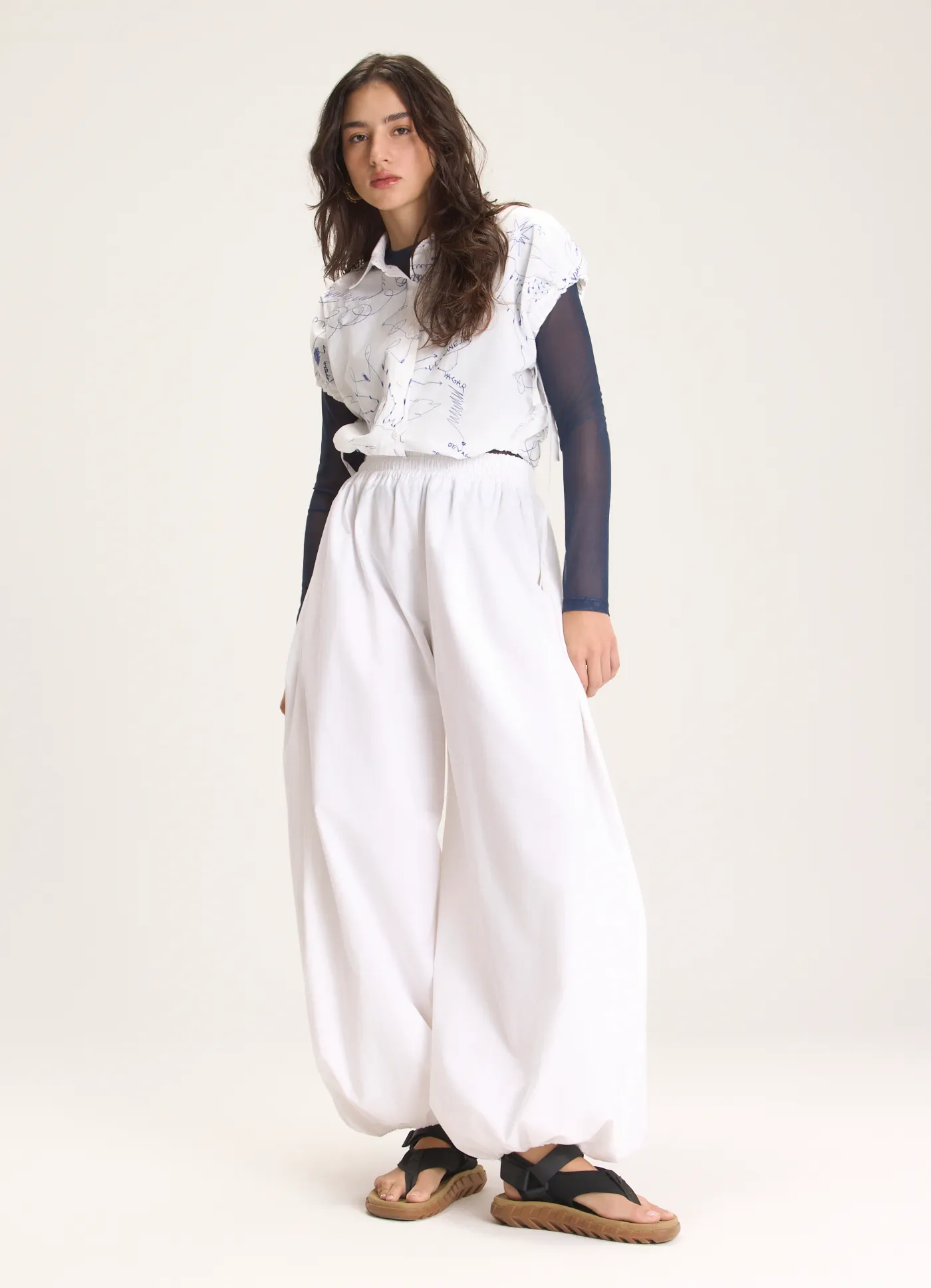 Calça algodão balloon off white