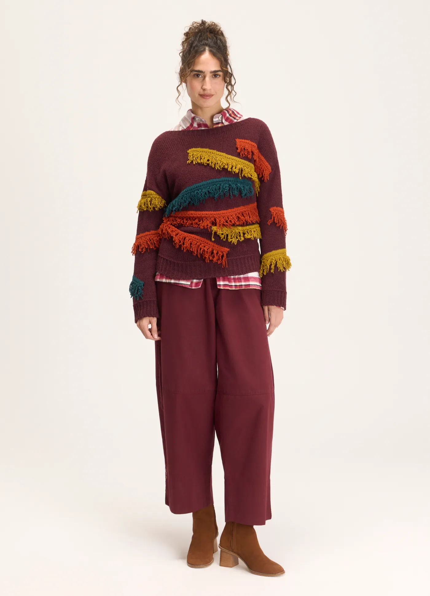 Calça sarja maxi barrel delírio roxo