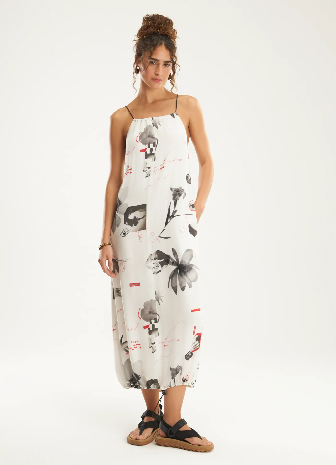 Vestido alcinha estampado lucidez