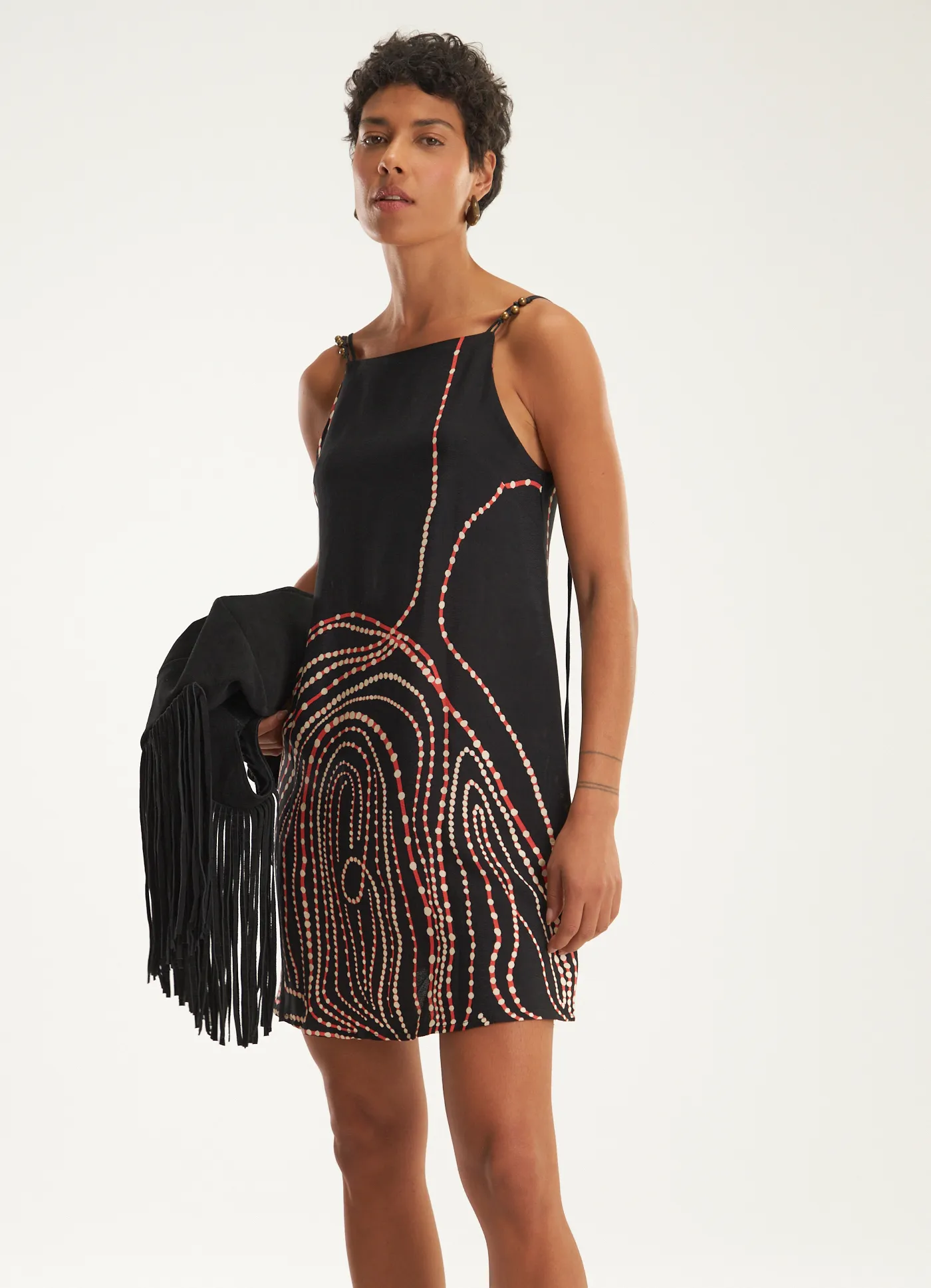 Vestido curto estampado vortex