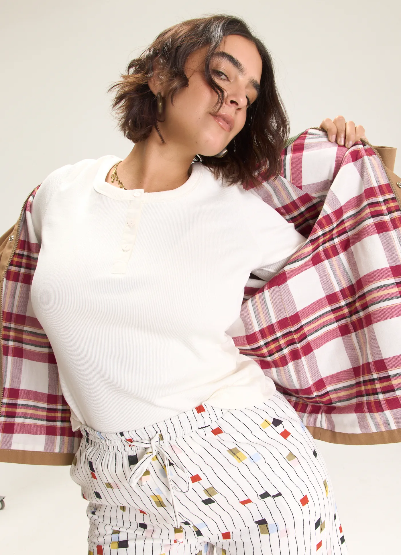 Blusa manga longa ribana off white