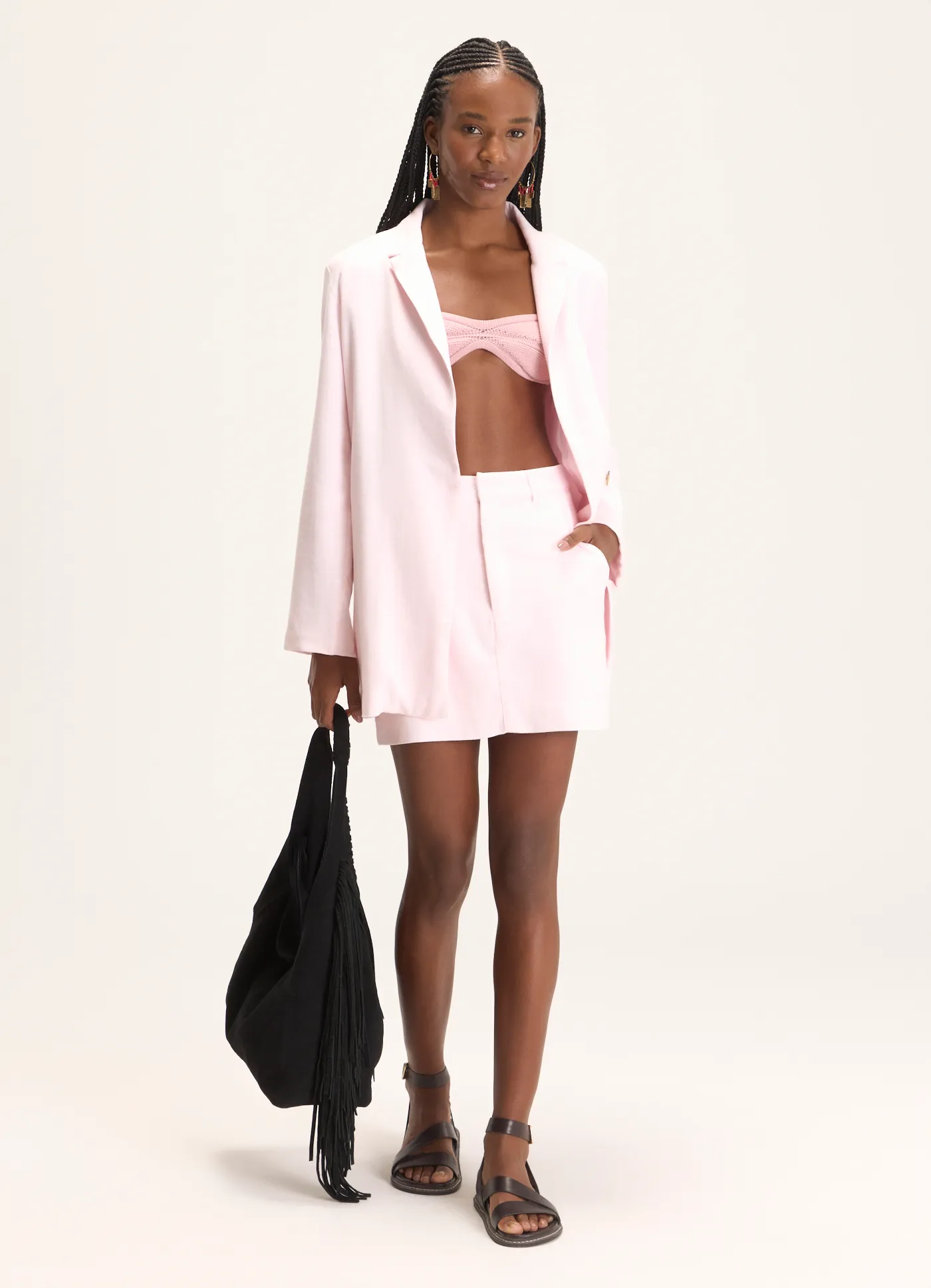 Mini saia linho soft rosa