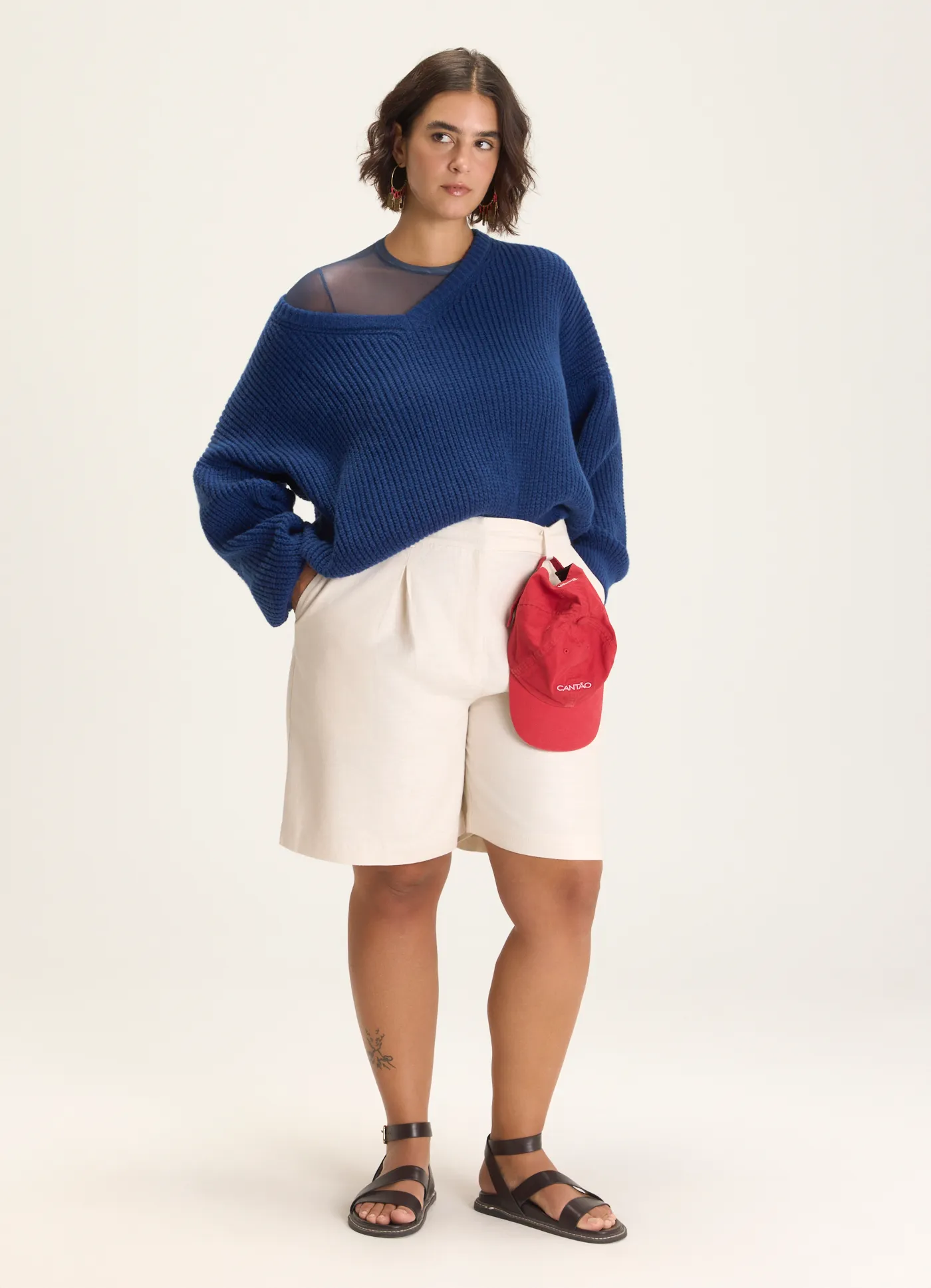 Bermuda linho textura off white