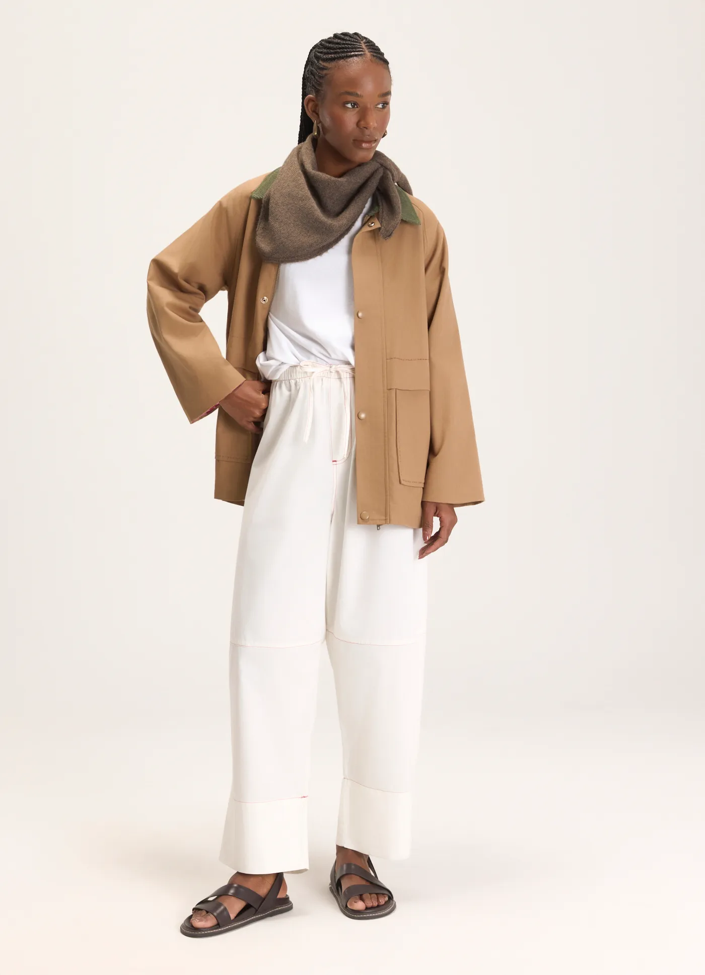 Calça sarja maxi barrel delírio branco