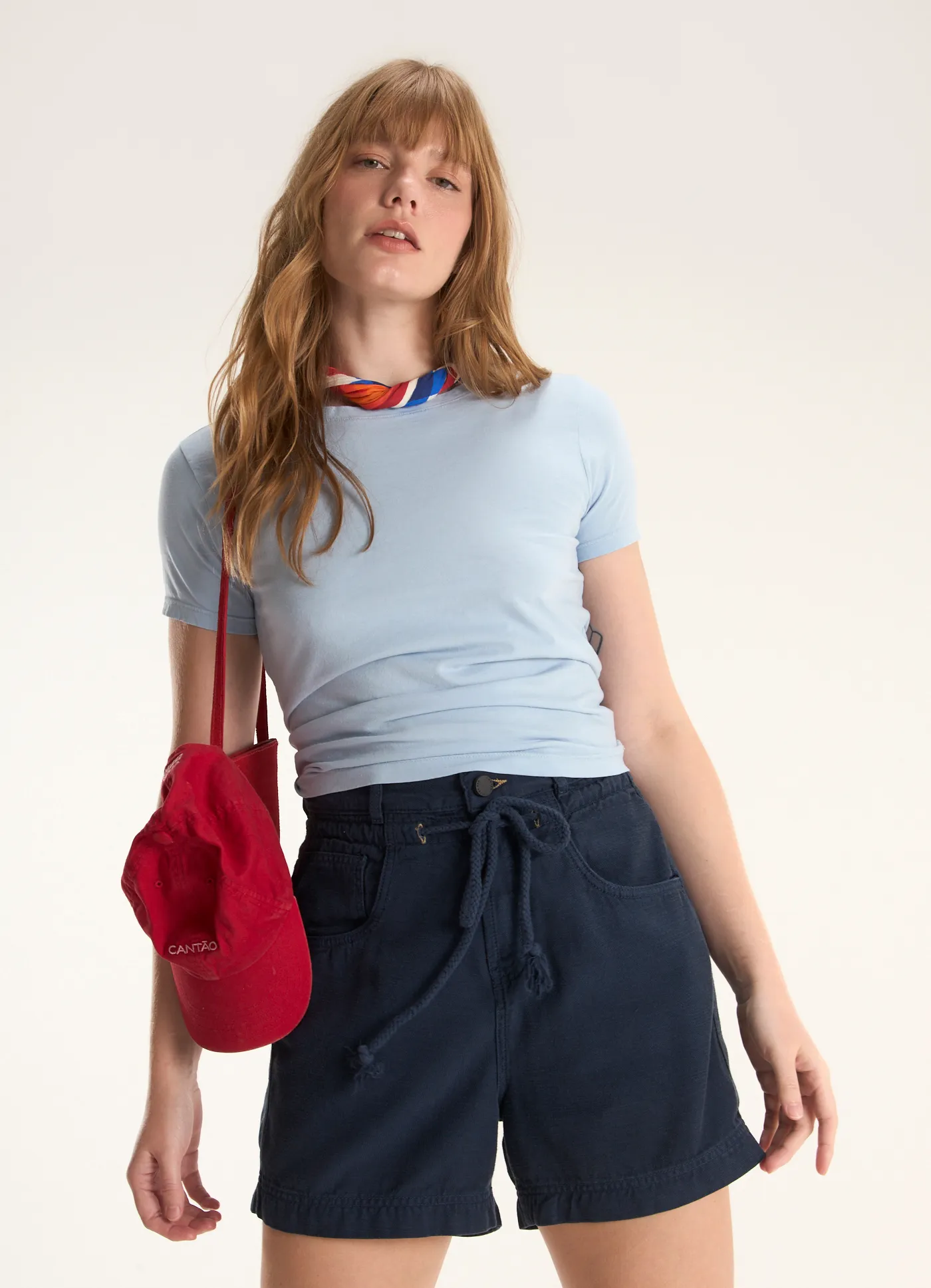 Blusa básica algodão babylook azul