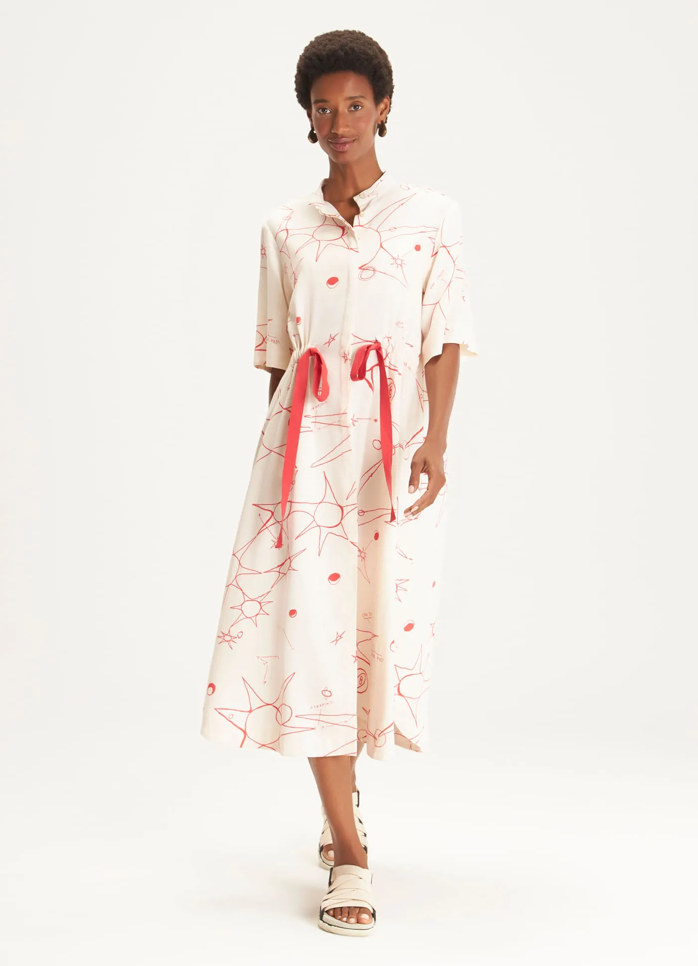 Vestido chemisier linho estampado utopia lab