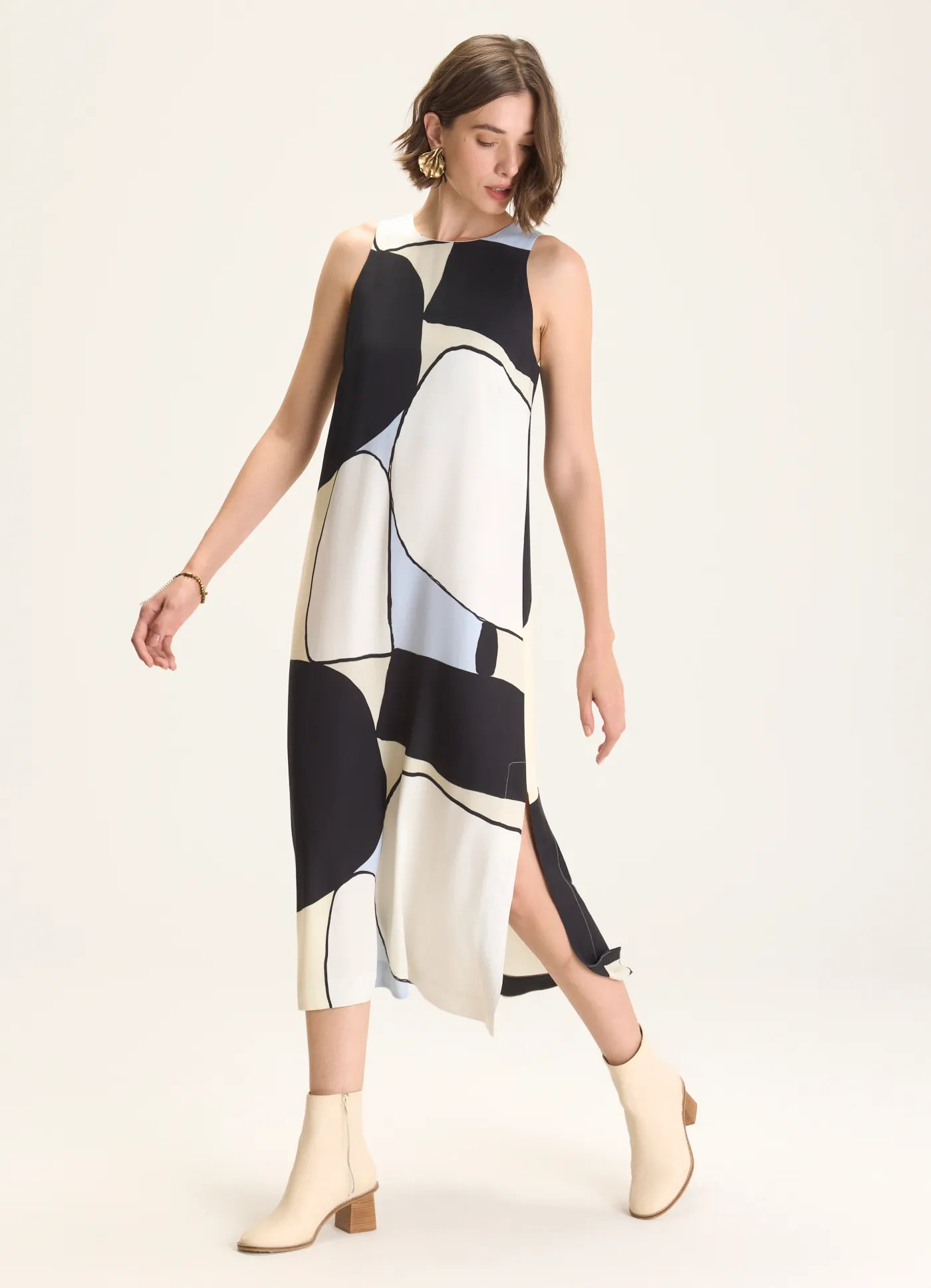 Vestido estampado equilíbrio