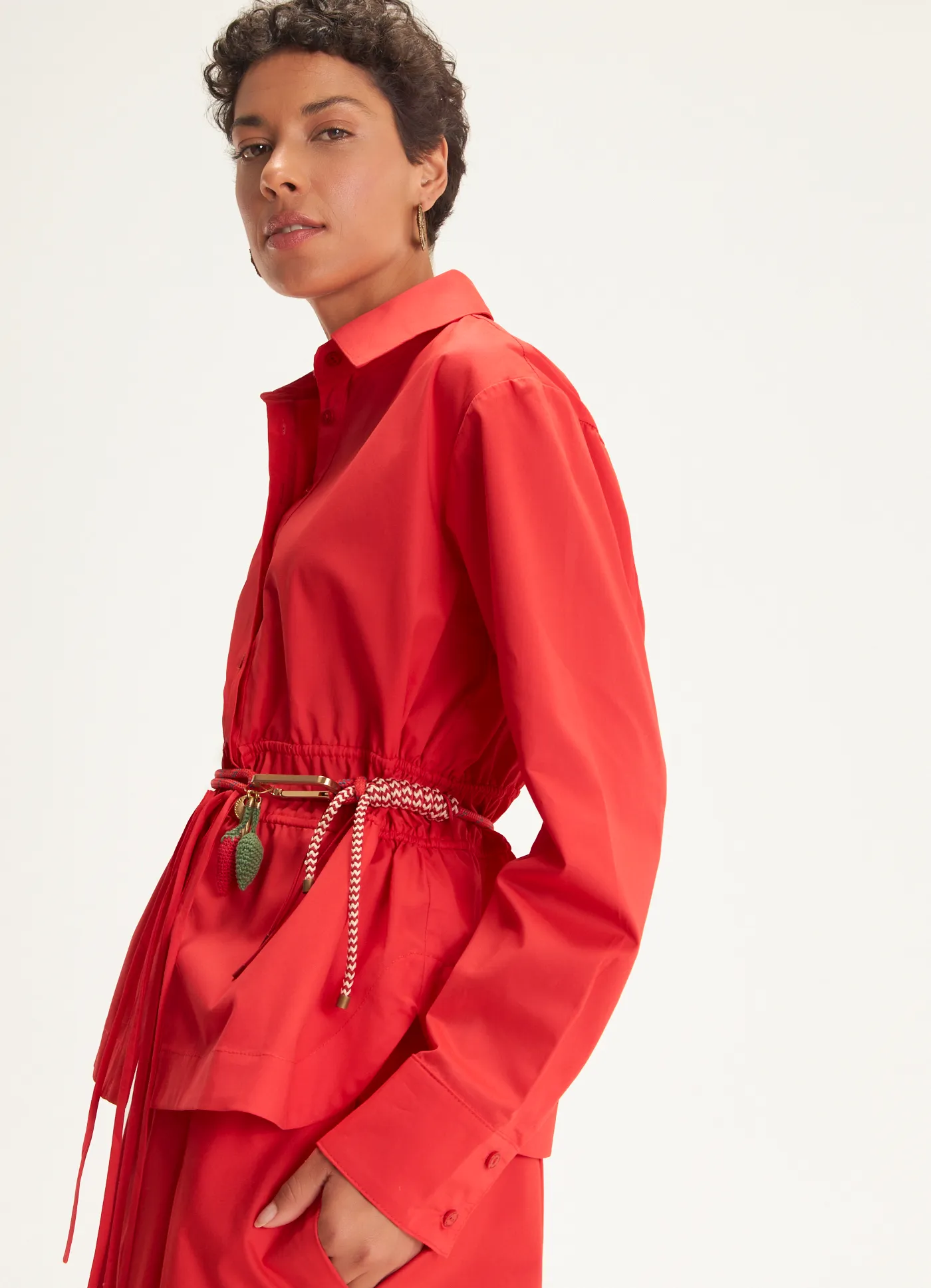 Camisa algodão empapelado vermelho