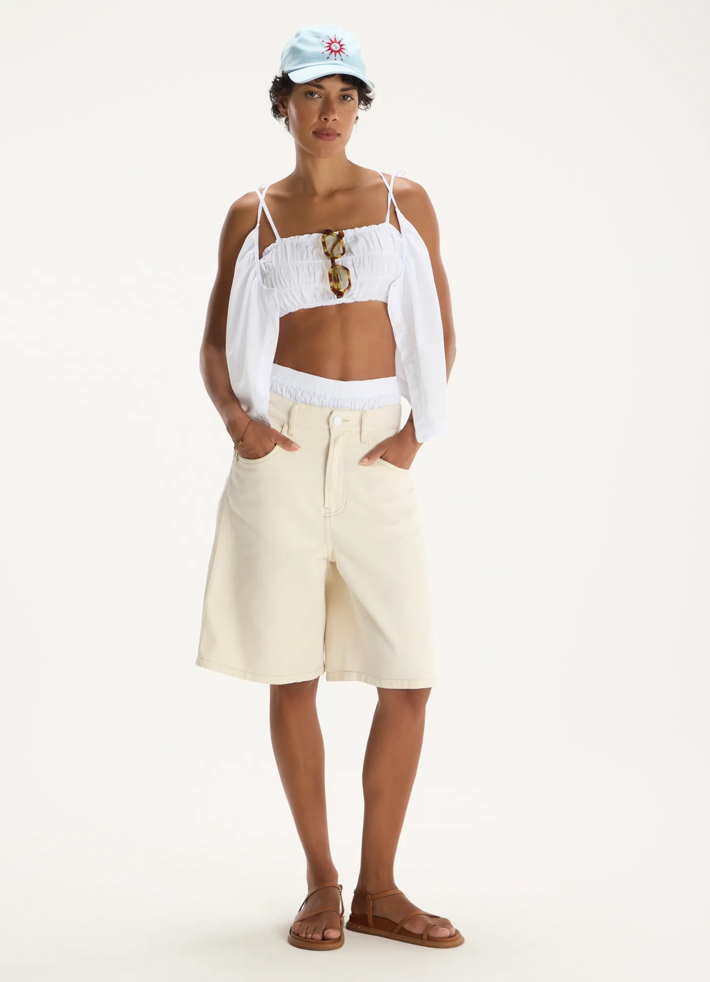 Bermuda sarja virei verão off white