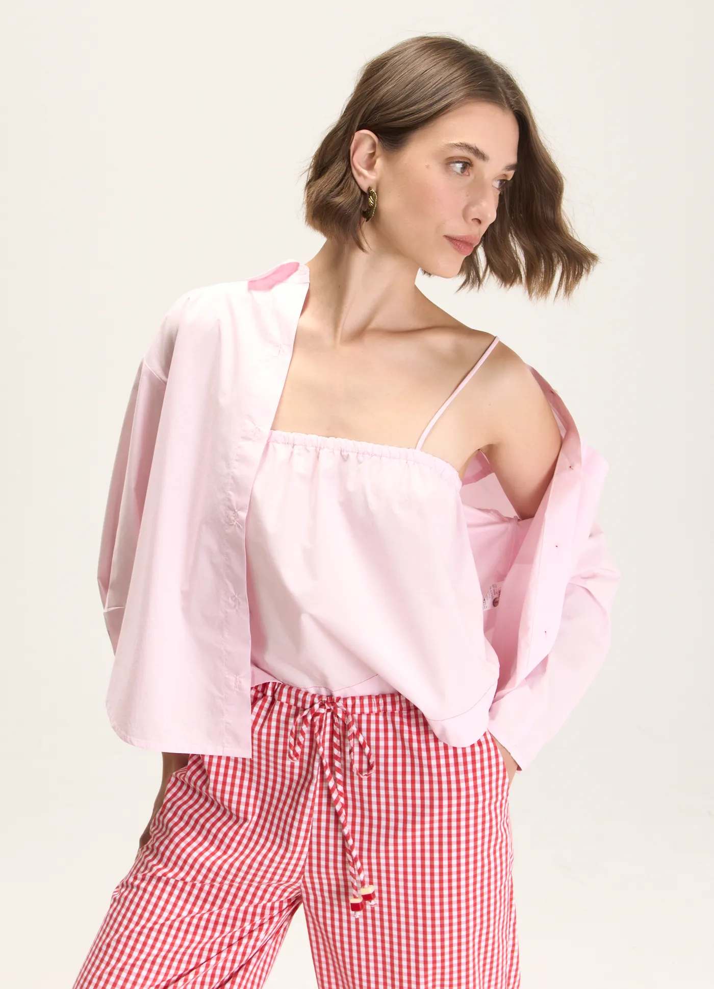 Blusa alcinha algodão tricoline rosa