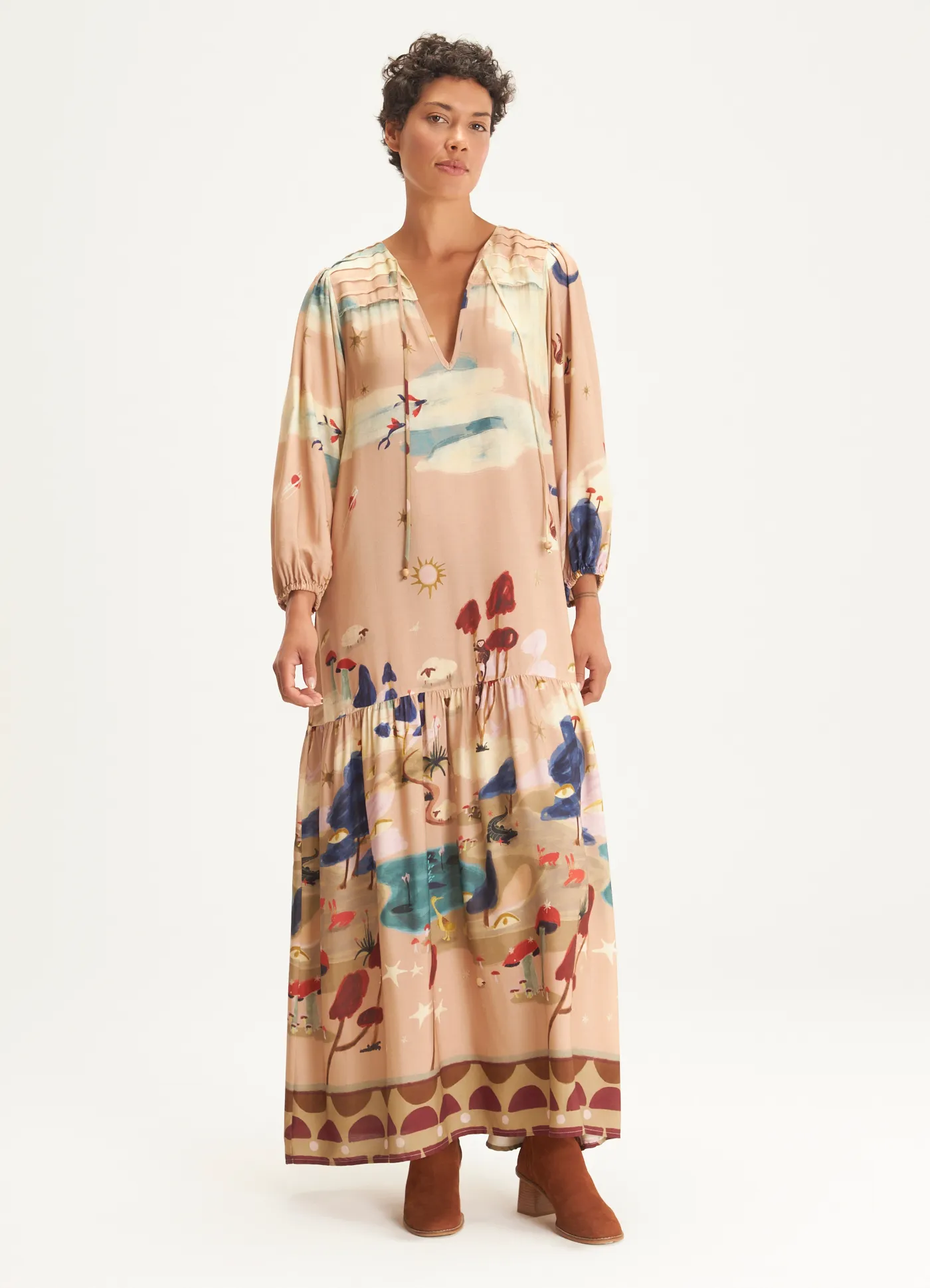 Vestido estampado ilha dos sonhos