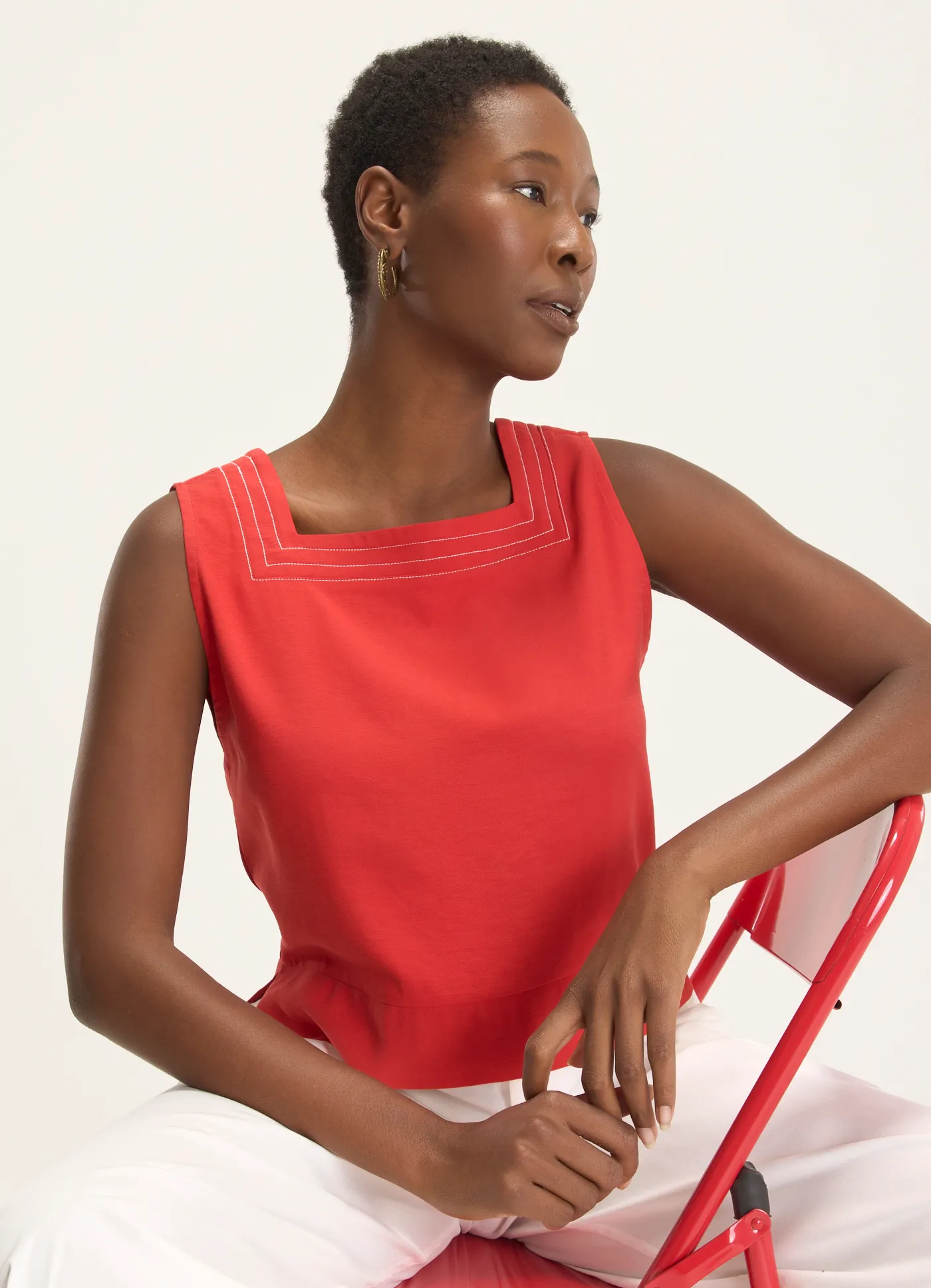 Regata shell viscose sarjada vermelho
