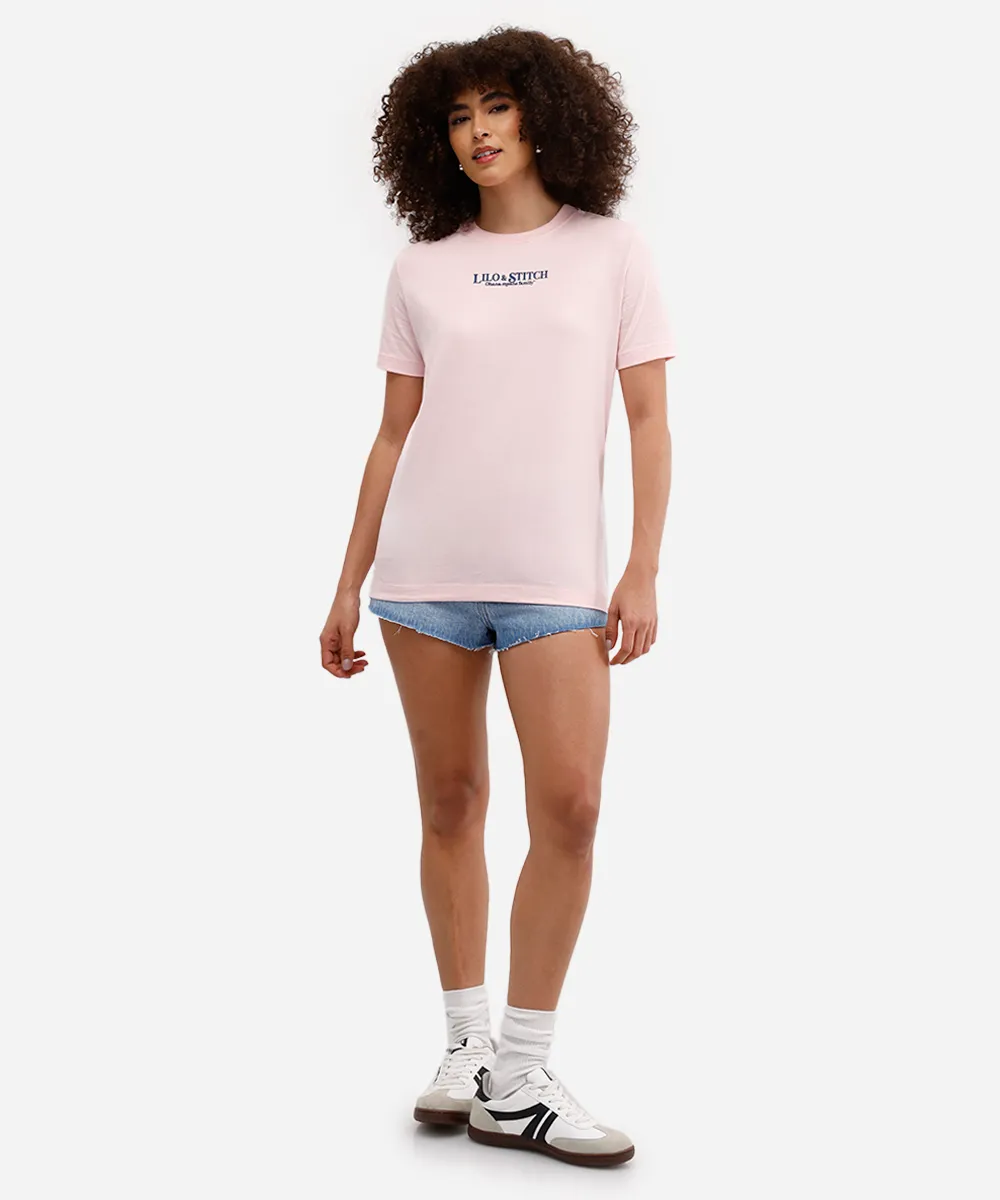 camiseta feminina de algodão stitch rosa — foto 3