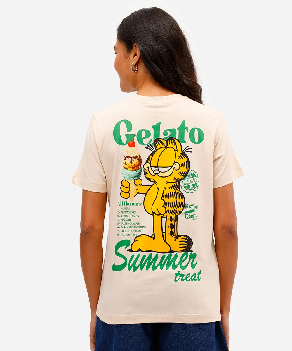 camiseta feminina de algodão garfield bege — foto 4