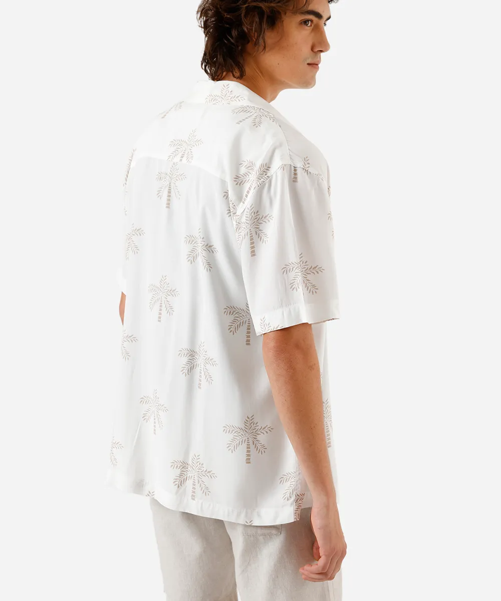 camisa masculina de viscose folhagens off white — foto 2