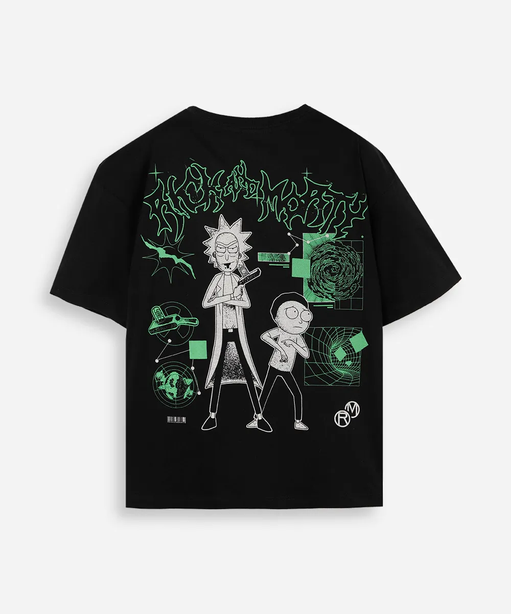 camiseta infantil rick and morty nave espacial - preto — foto 3