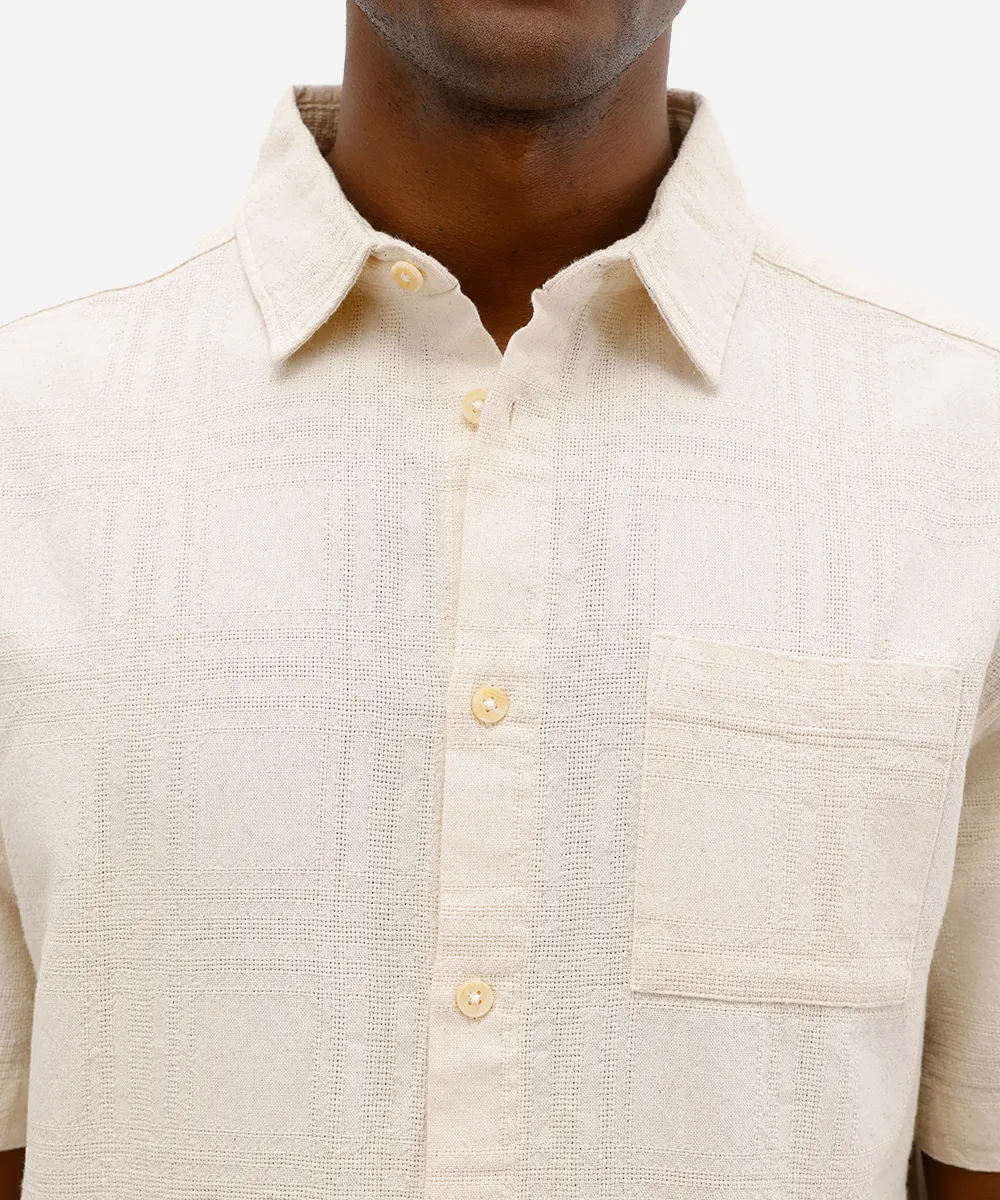camisa masculina de algodão texturizada off white — foto 4