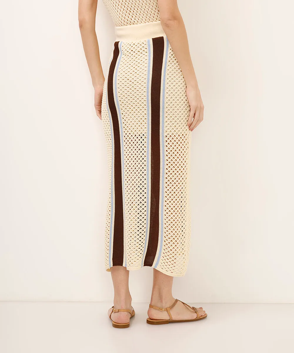 saia midi de tricot com listras amarela — foto 3