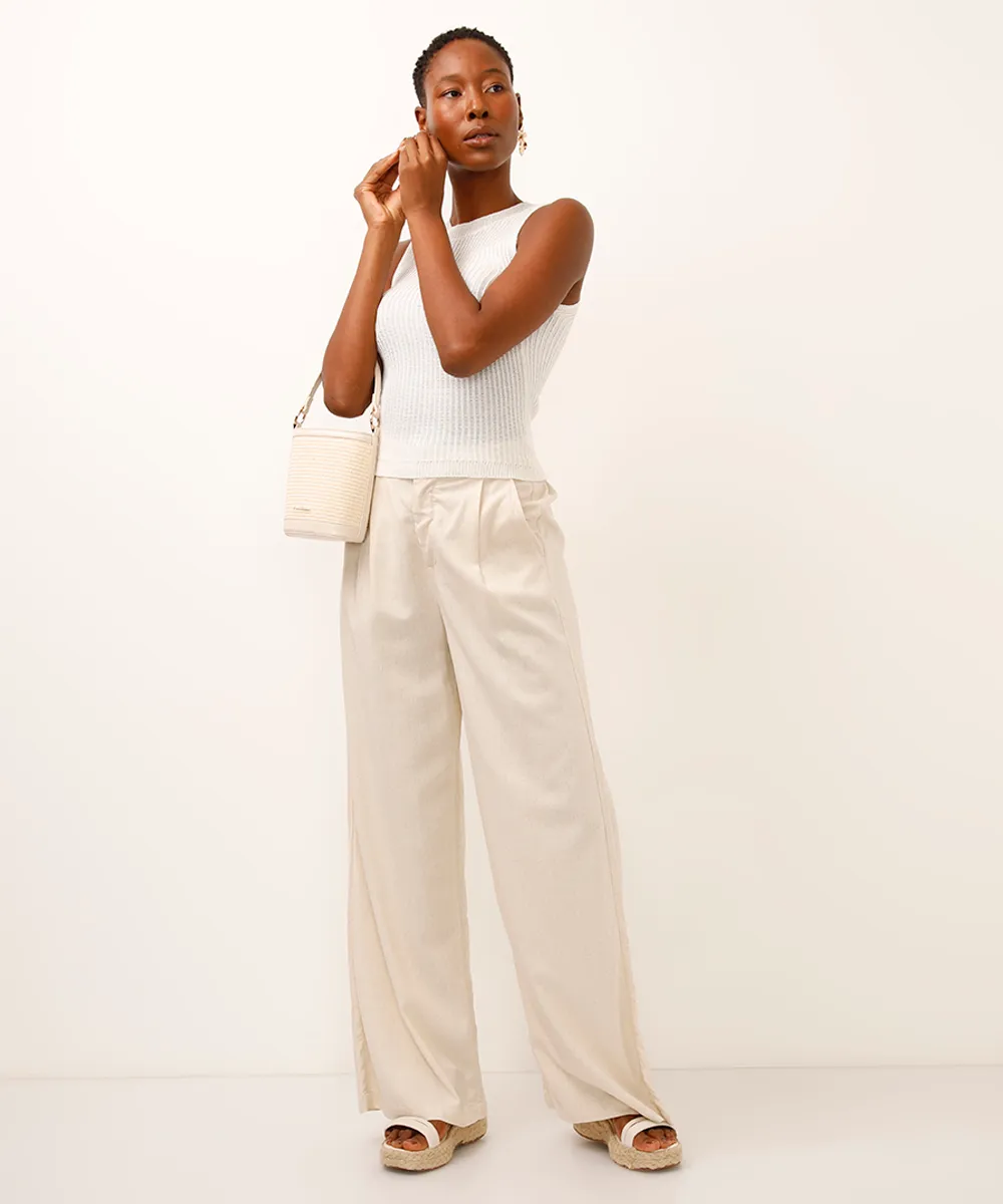 regata de tricot com fios lurex off white — foto 3