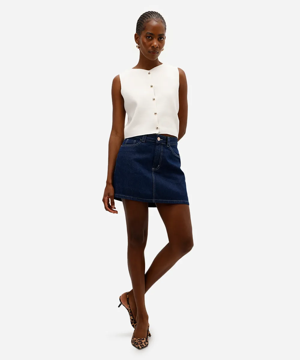 colete feminino de tricot com botões off white — foto 3
