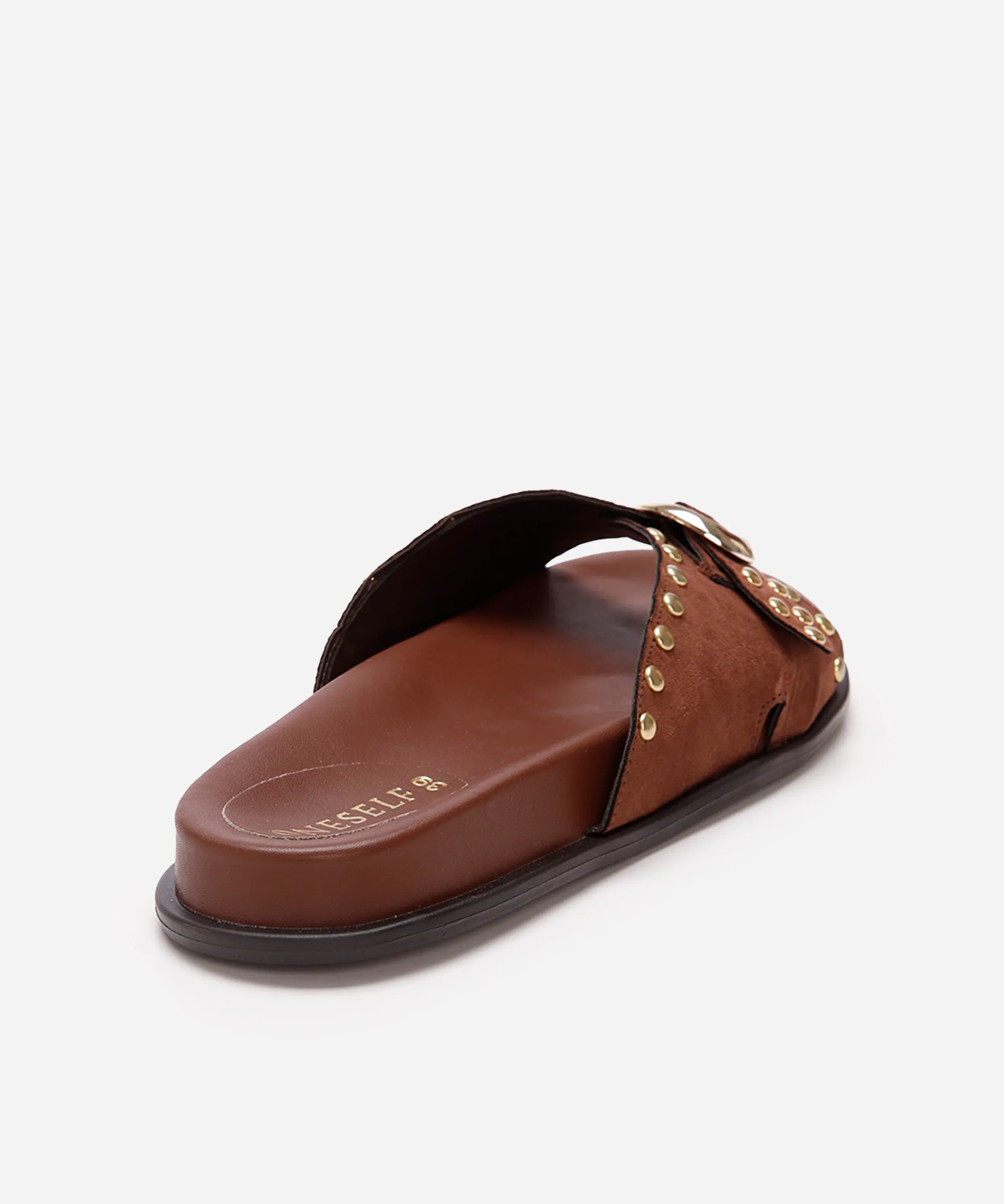 papete flatform feminina com tachas oneself marrom — foto 3