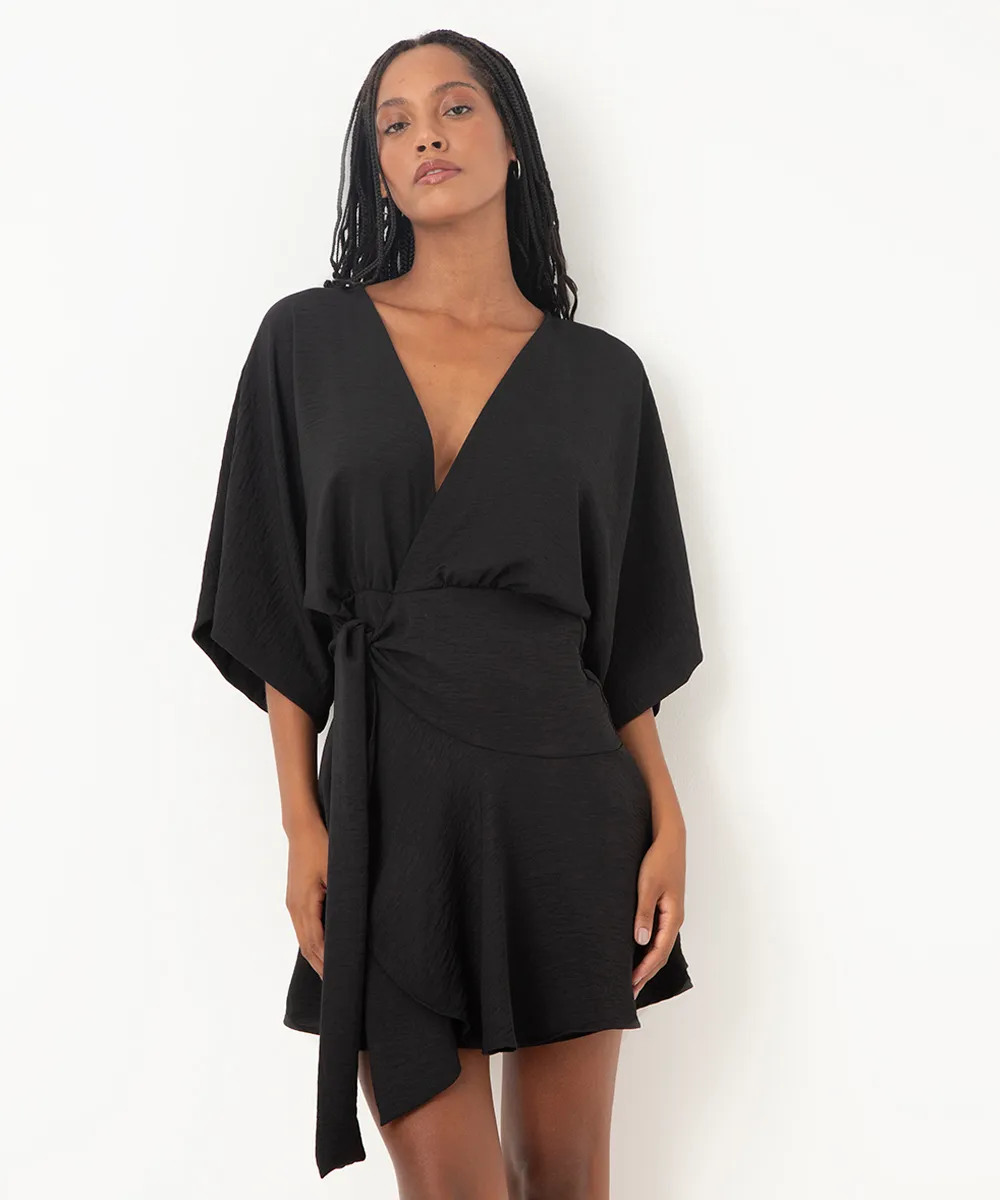 vestido transpassado curto preto