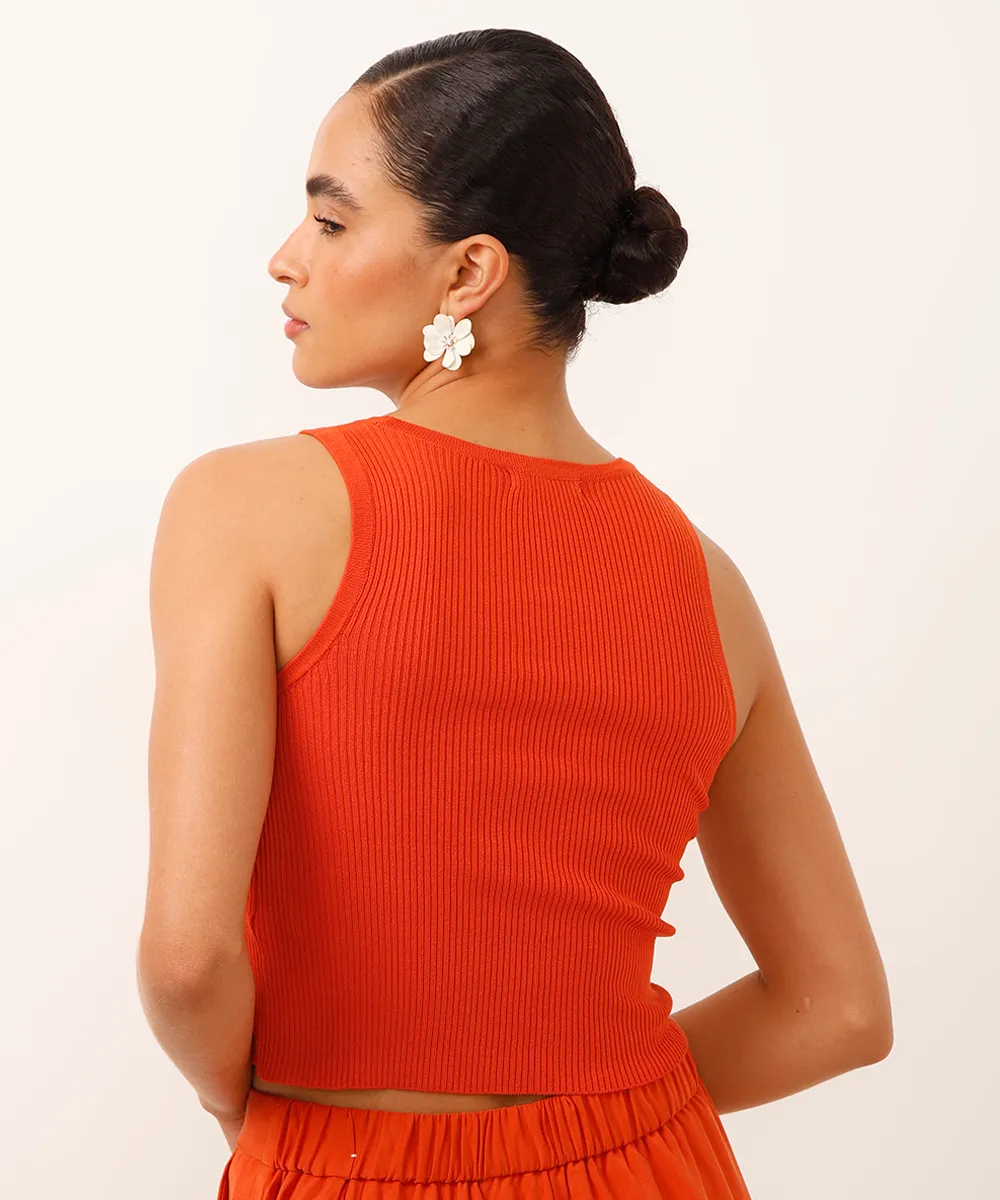 cropped de tricot canelado laranja — foto 2