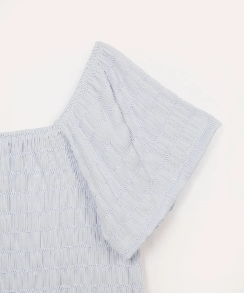 blusa ombro a ombro infantil texturizada azul — foto 3