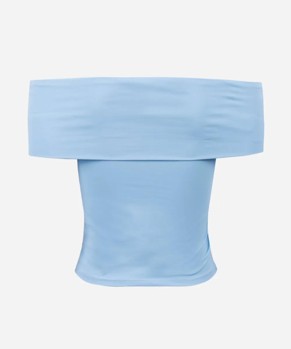 blusa juvenil ombro a ombro de poliamida azul — foto 2