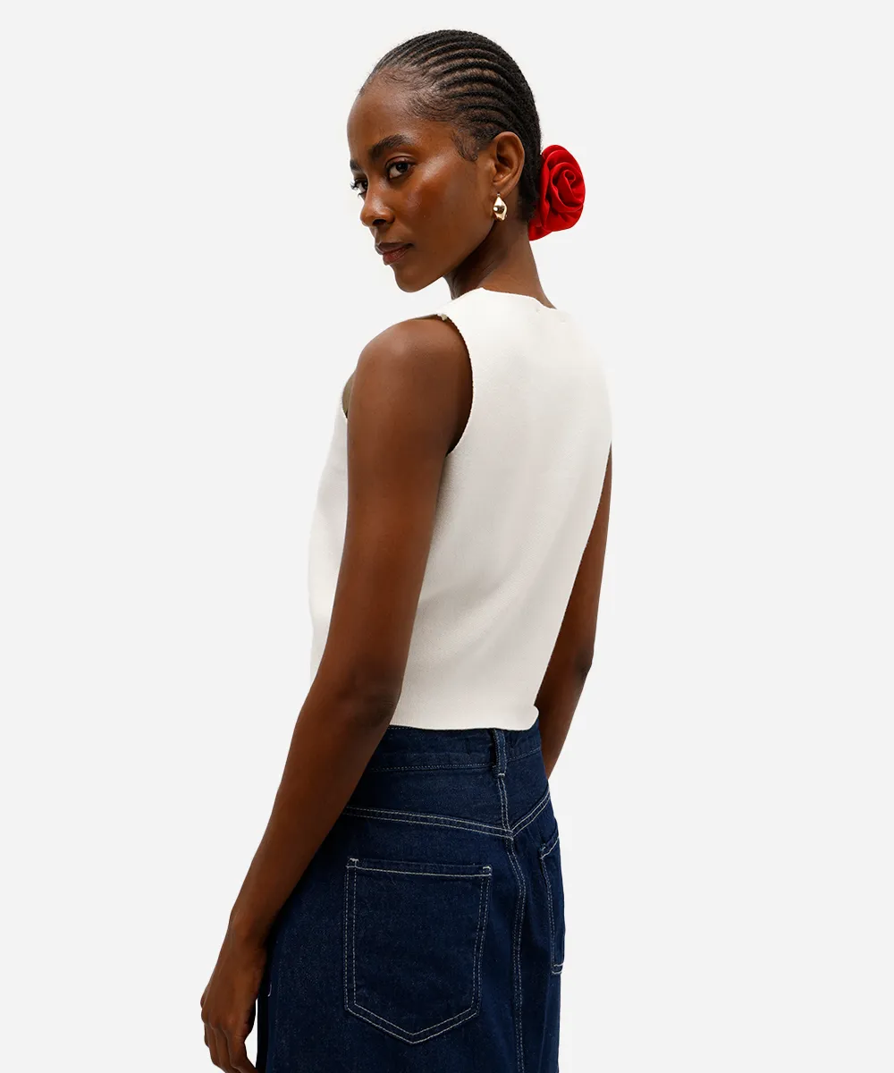 colete feminino de tricot com botões off white — foto 2
