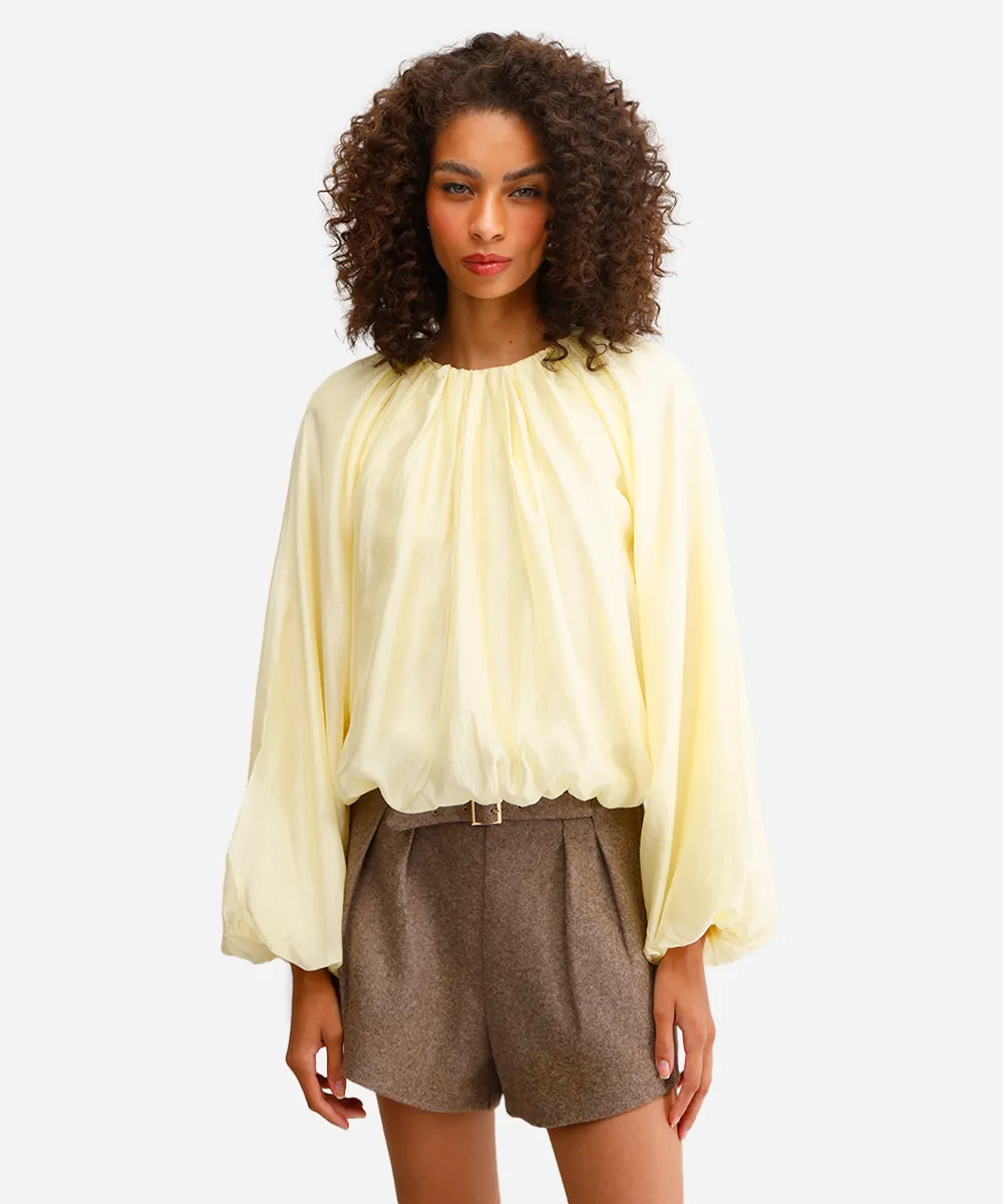 blusa balonê feminina de liocel amarela — foto 4