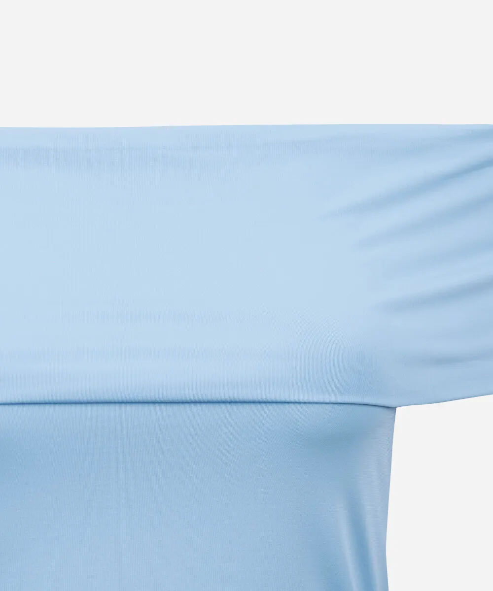 blusa juvenil ombro a ombro de poliamida azul — foto 3